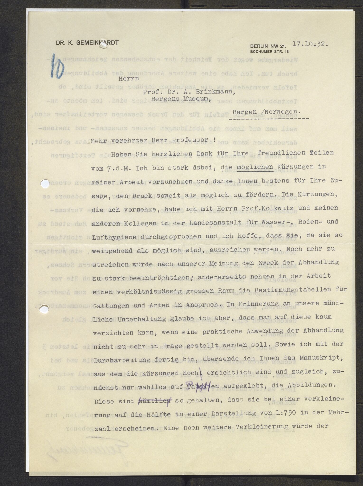 Bergens Museum, AV/SAB-A-17301/13/D/L0002: Korrespondanse , 1928-1940, p. 464