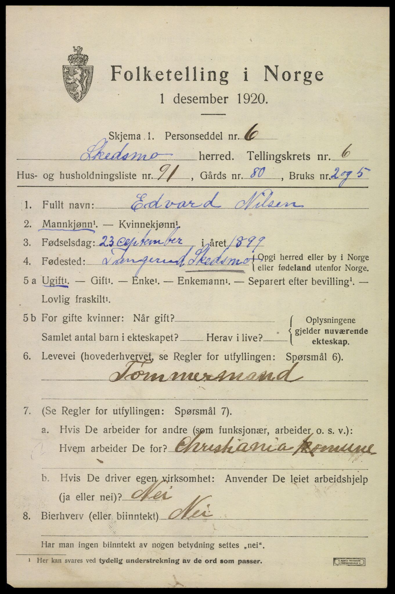 SAO, 1920 census for Skedsmo, 1920, p. 7171