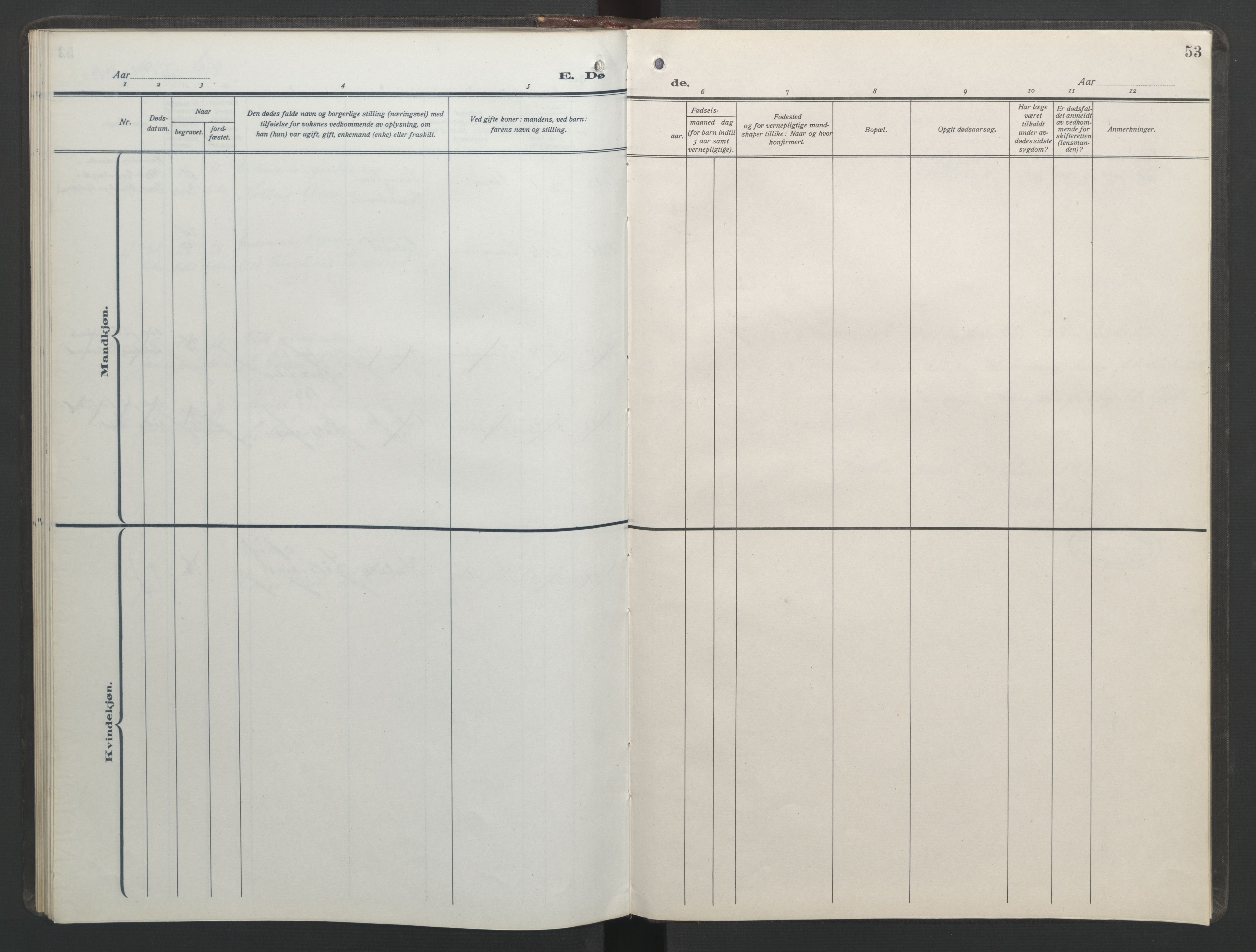 Ministerialprotokoller, klokkerbøker og fødselsregistre - Møre og Romsdal, SAT/A-1454/517/L0233: Parish register (copy) no. 517C06, 1919-1945, p. 53