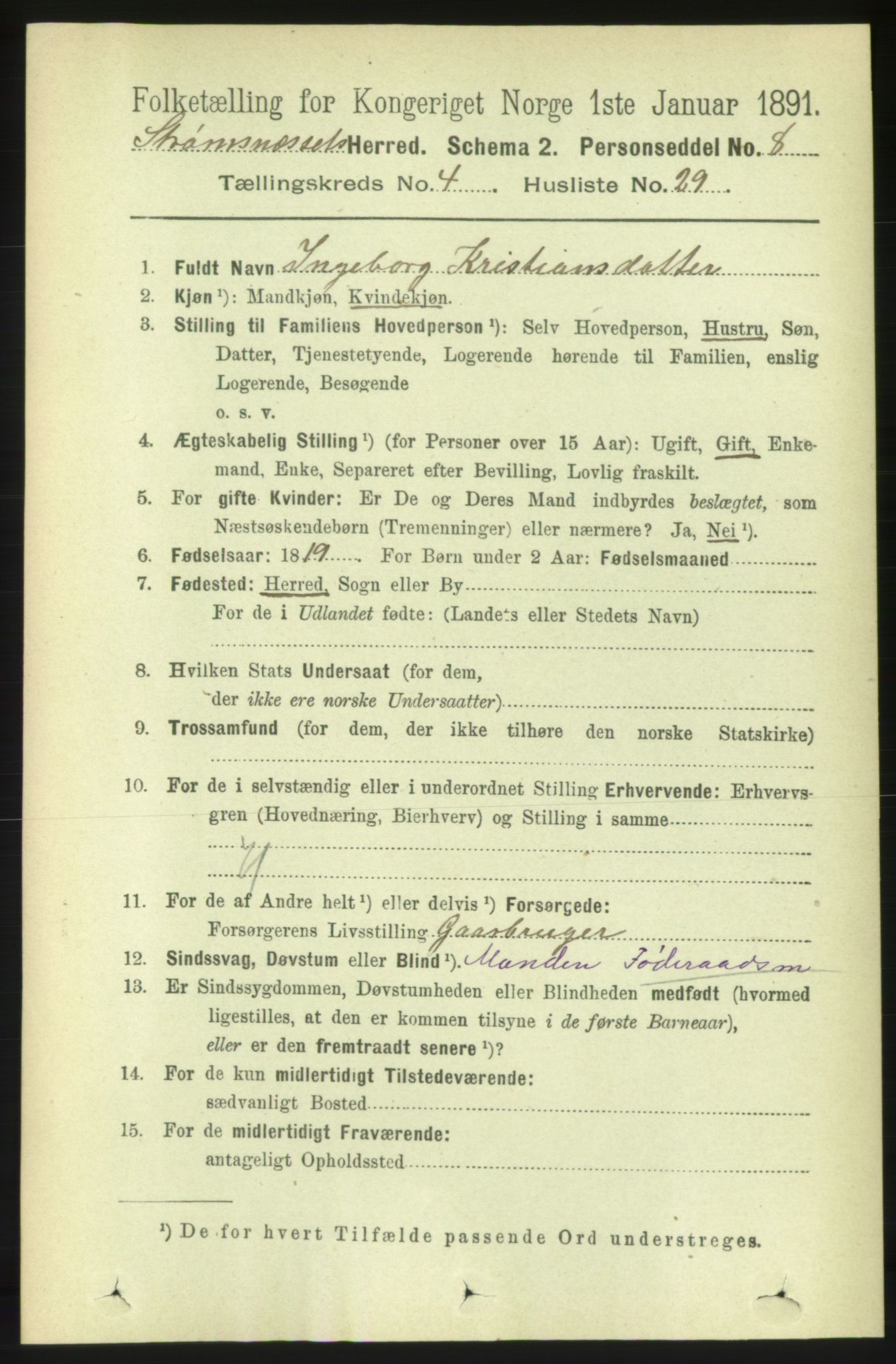 RA, 1891 census for 1559 Straumsnes, 1891, p. 967