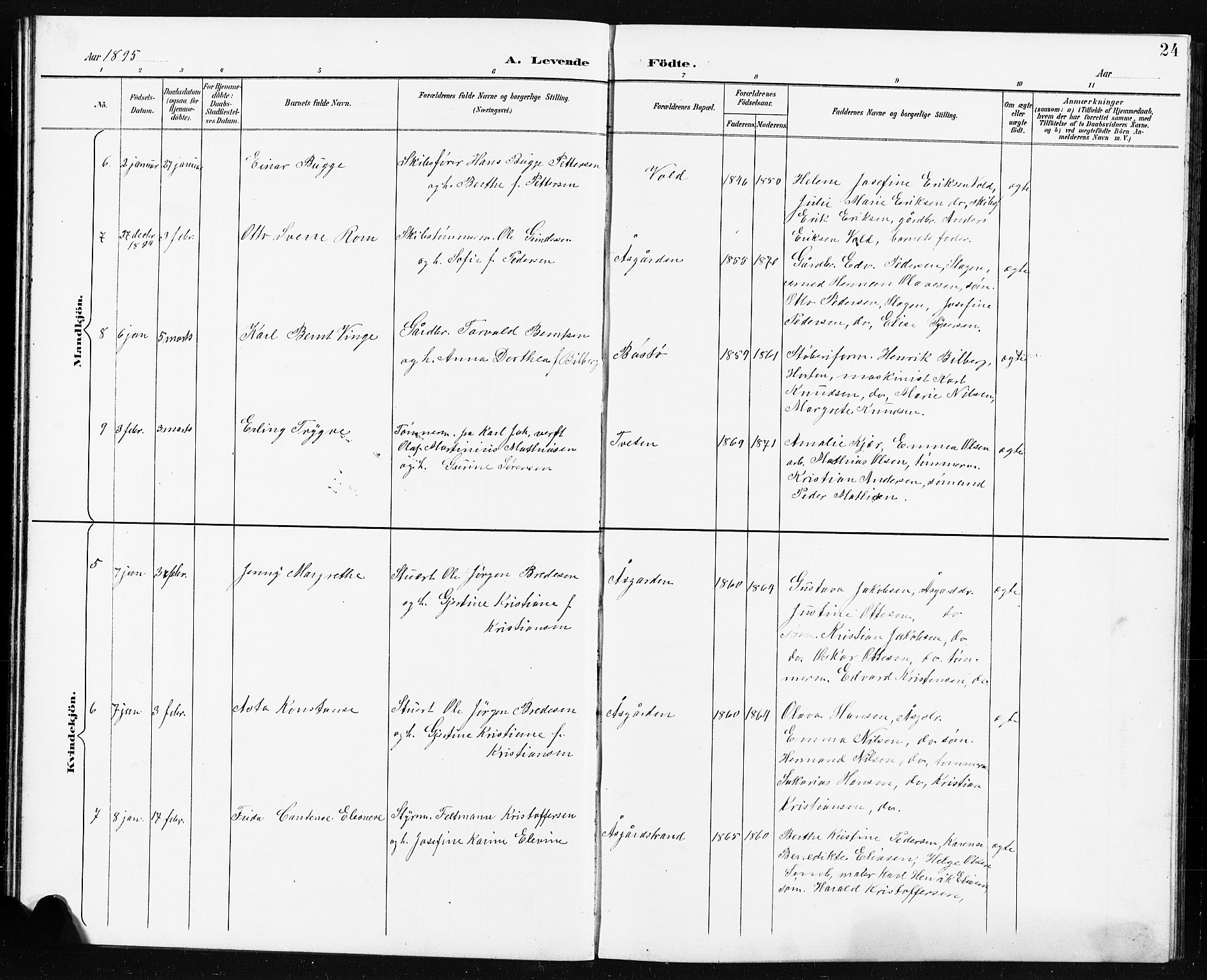 Borre kirkebøker, AV/SAKO-A-338/G/Ga/L0004: Parish register (copy) no. I 4, 1892-1913, p. 24