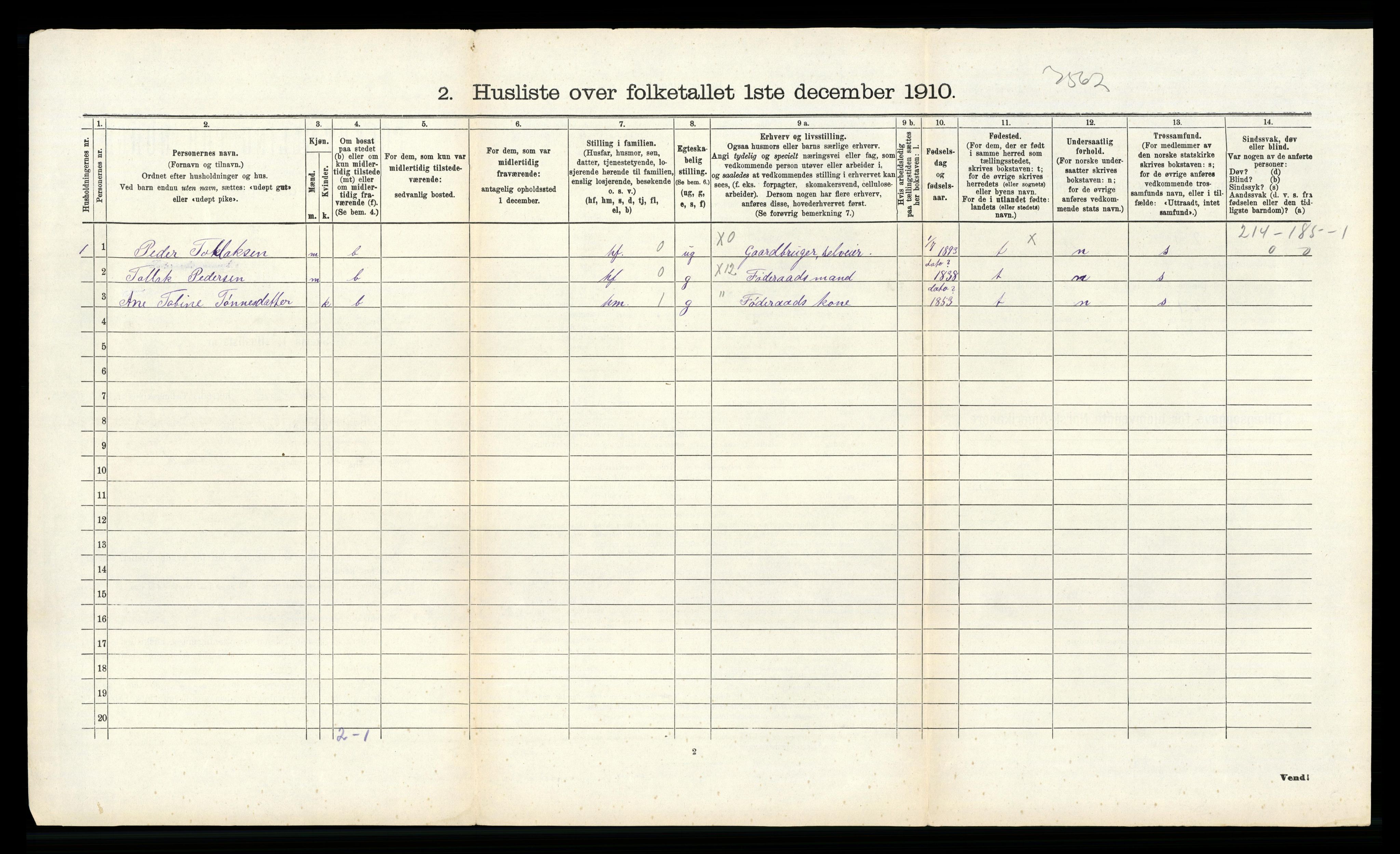 RA, 1910 census for Gyland, 1910, p. 155