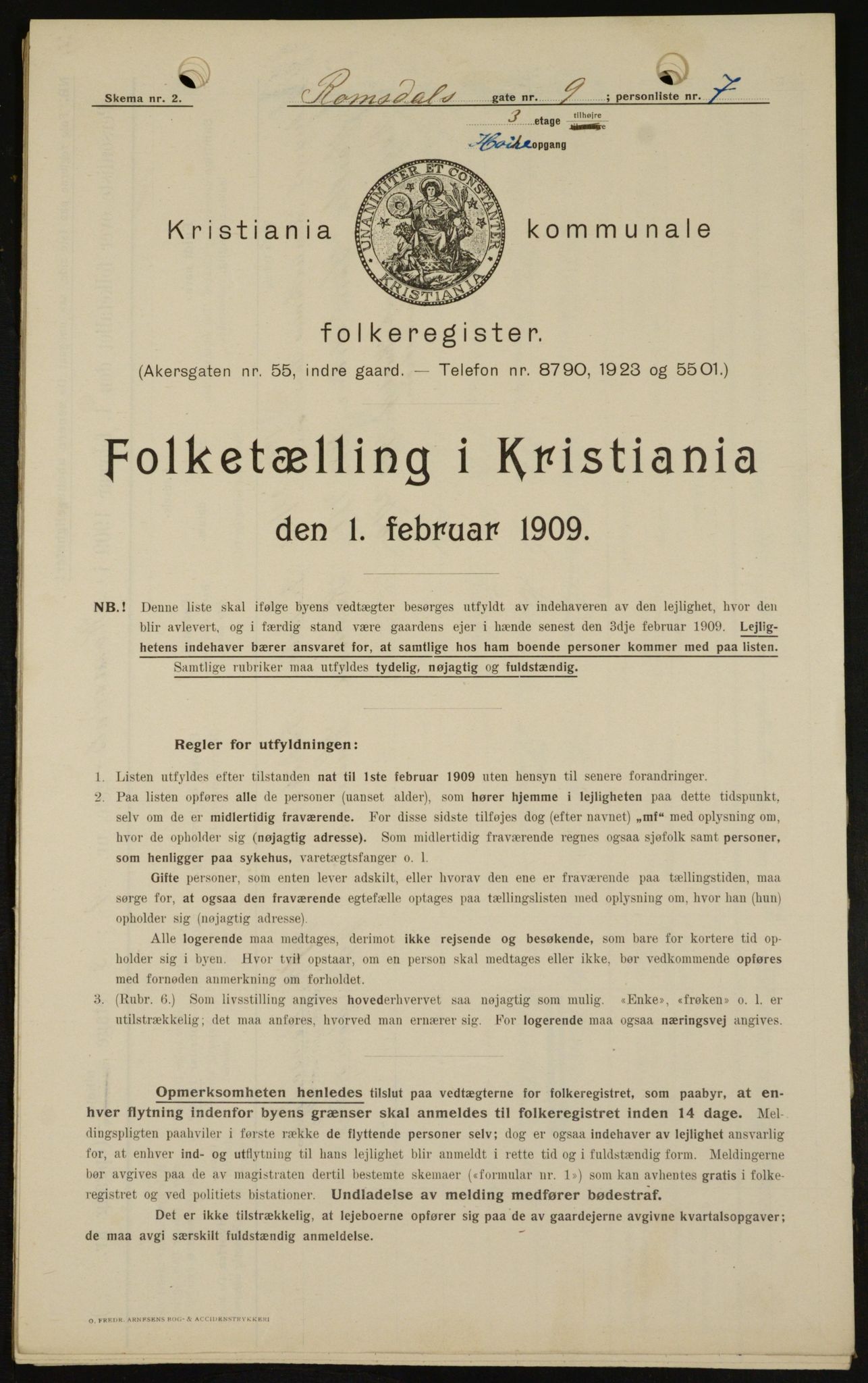 OBA, Municipal Census 1909 for Kristiania, 1909, p. 75538