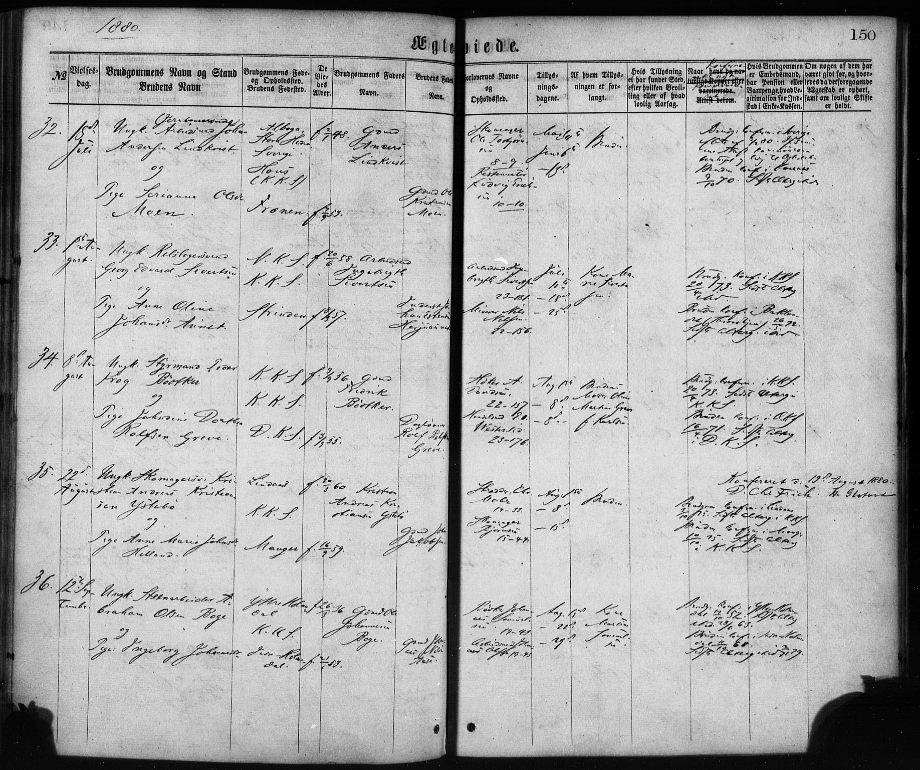 Korskirken sokneprestembete, AV/SAB-A-76101/H/Haa/L0036: Parish register (official) no. D 3, 1867-1882, p. 150