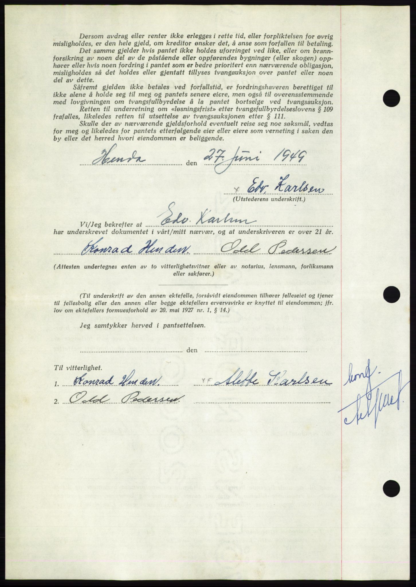 Nordmøre sorenskriveri, AV/SAT-A-4132/1/2/2Ca: Mortgage book no. B102, 1949-1949, Diary no: : 1882/1949