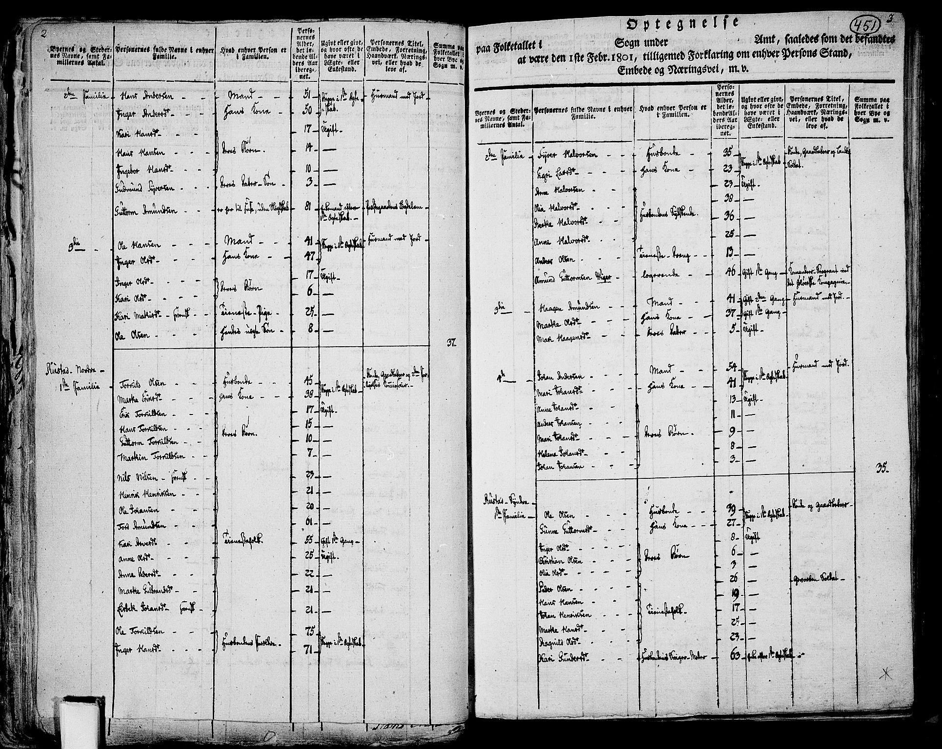 RA, 1801 census for 0421P Vinger, 1801, p. 450b-451a