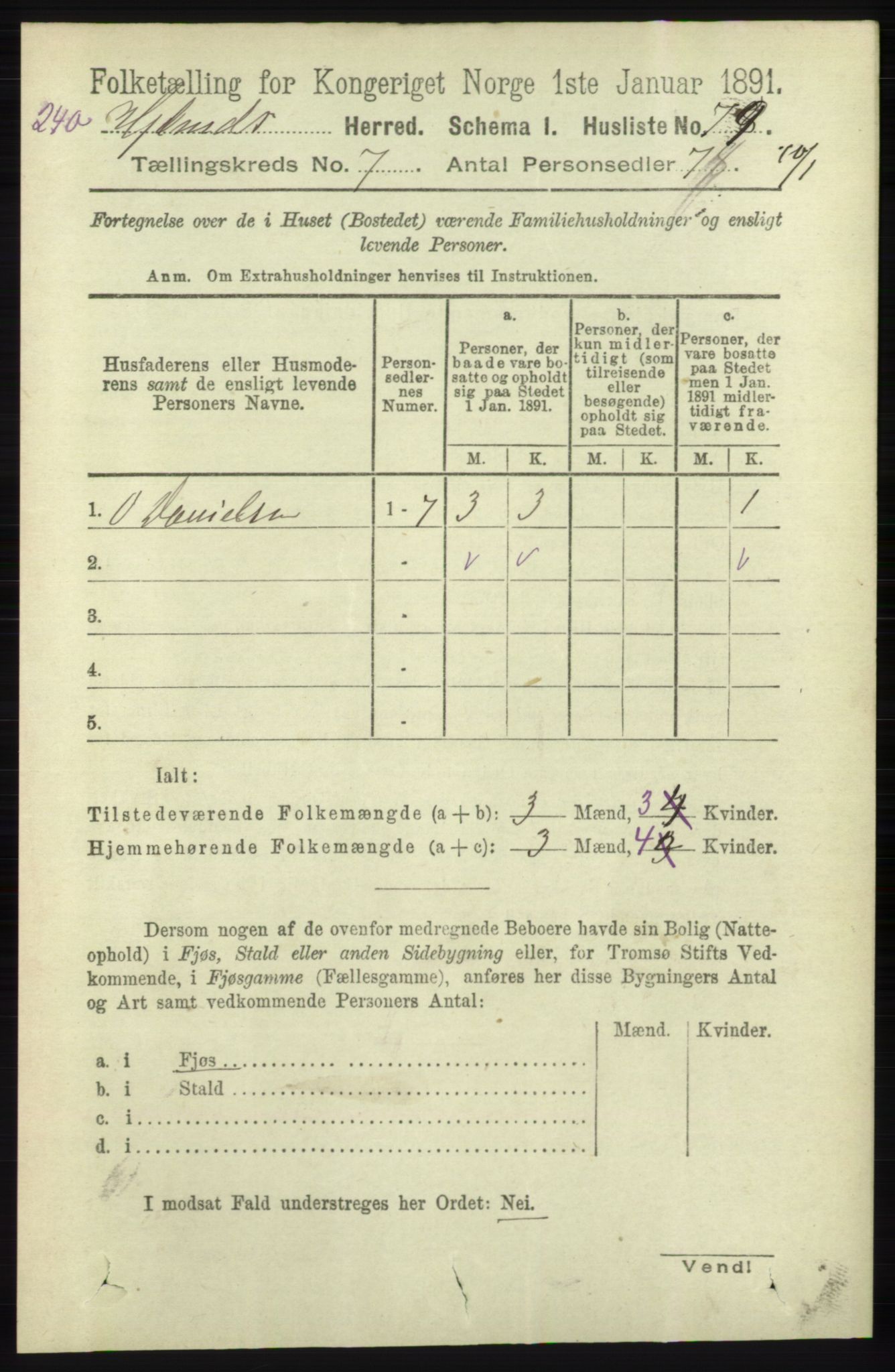 RA, 1891 census for 1133 Hjelmeland, 1891, p. 1942