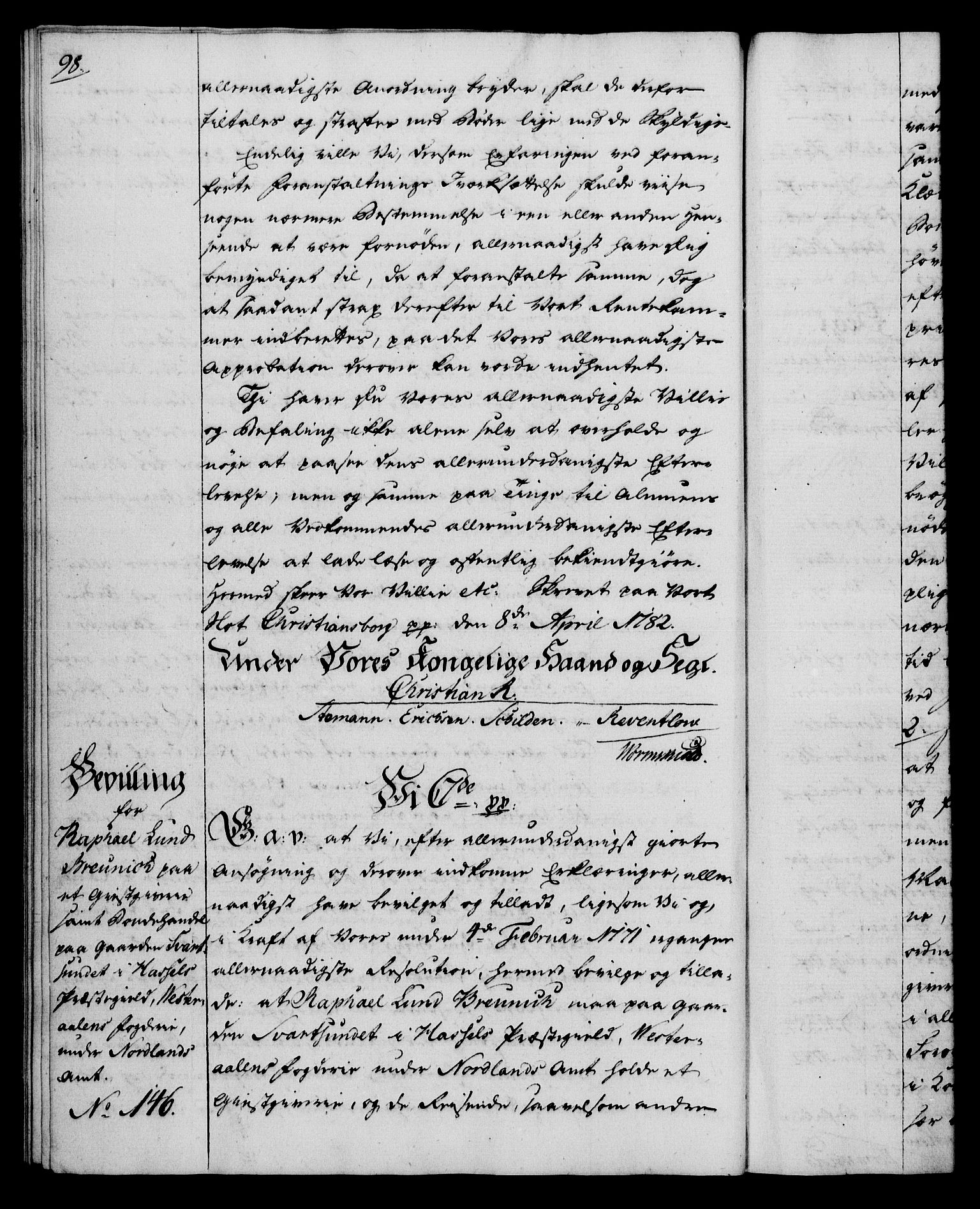 Rentekammeret, Kammerkanselliet, AV/RA-EA-3111/G/Gg/Gga/L0012: Norsk ekspedisjonsprotokoll med register (merket RK 53.12), 1781-1783, p. 98