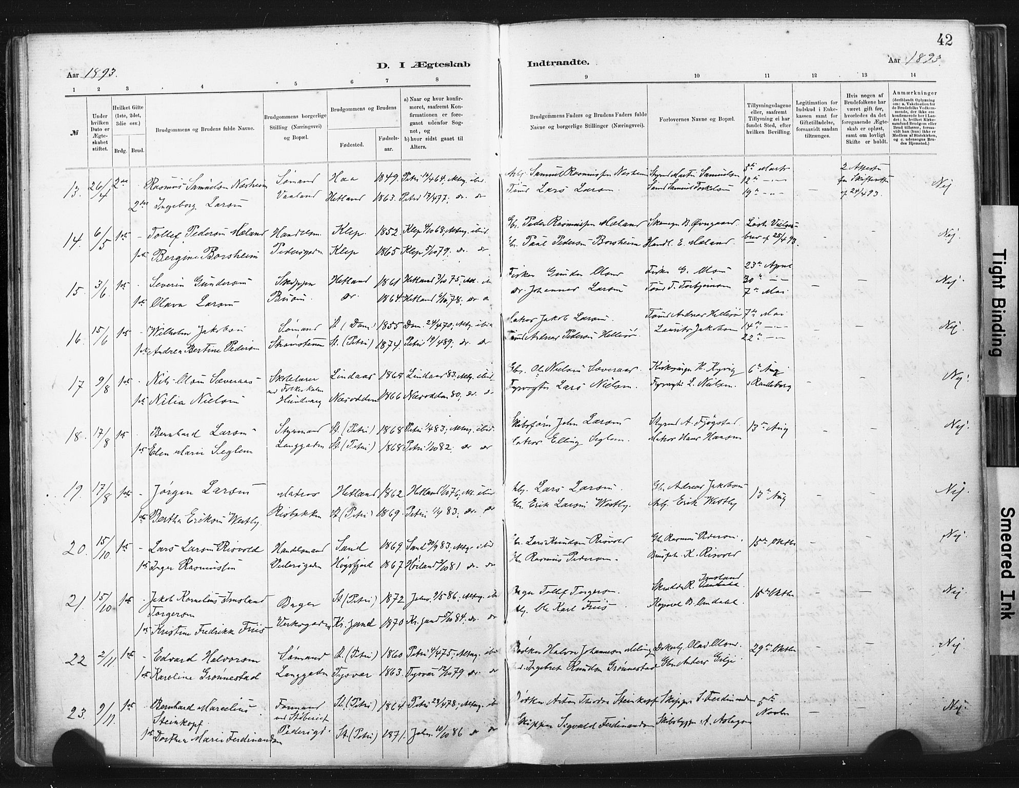 St. Johannes sokneprestkontor, SAST/A-101814/001/30/30BA/L0003: Parish register (official) no. A 3, 1885-1910, p. 42