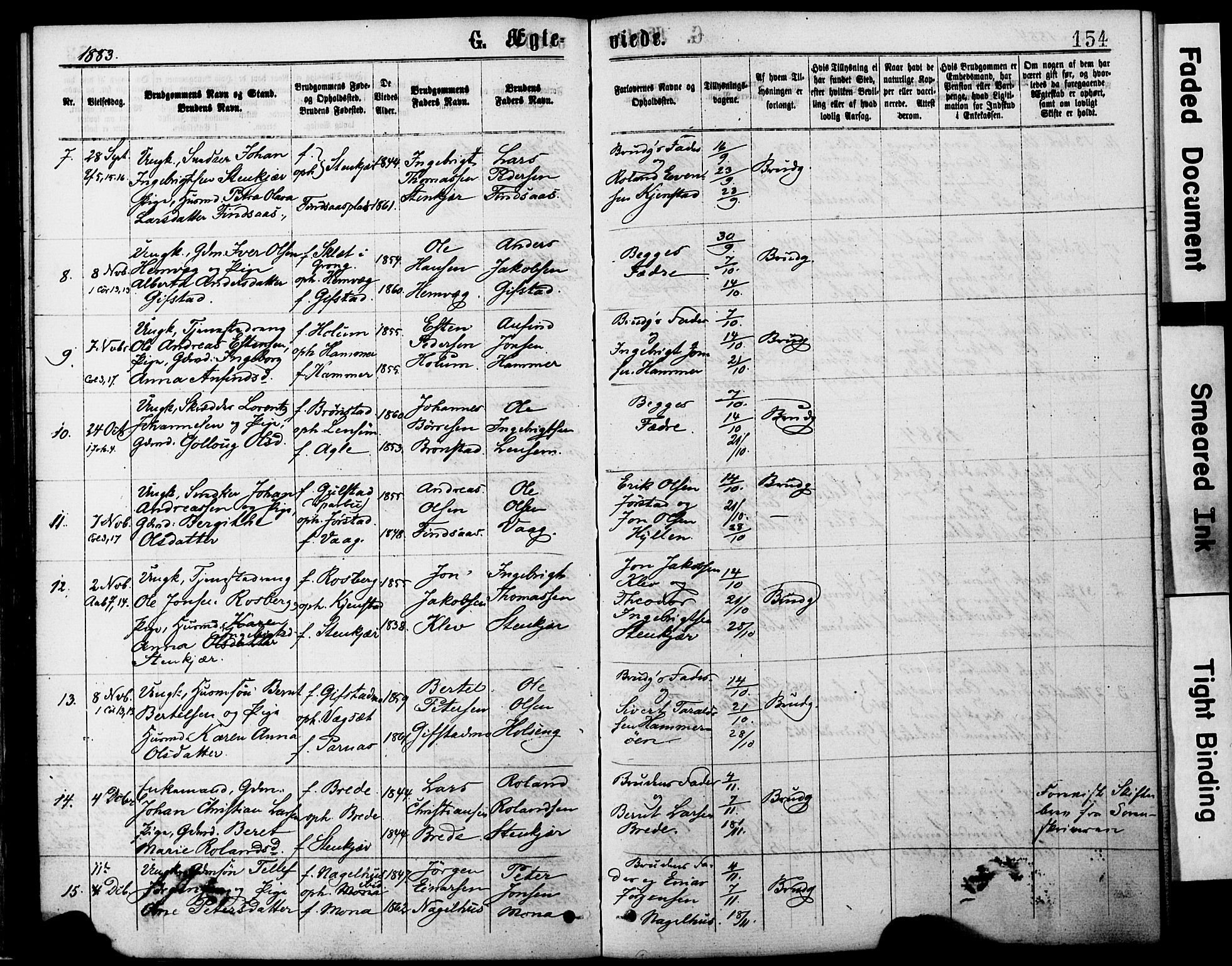 Ministerialprotokoller, klokkerbøker og fødselsregistre - Nord-Trøndelag, SAT/A-1458/749/L0473: Parish register (official) no. 749A07, 1873-1887, p. 154