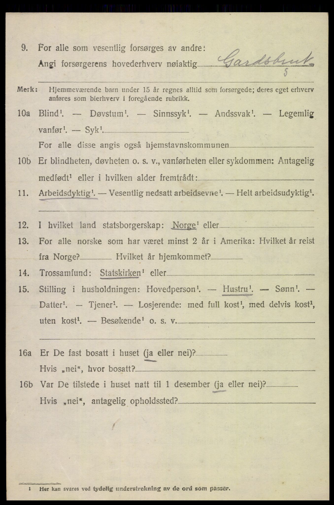 SAH, 1920 census for Vardal, 1920, p. 13800