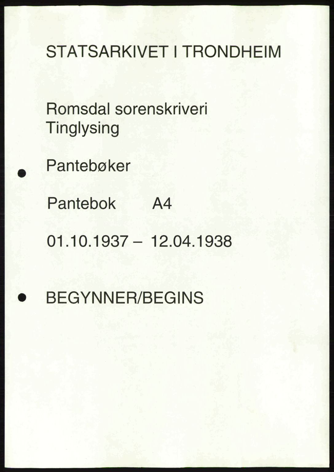 Romsdal sorenskriveri, SAT/A-4149/1/2/2C: Mortgage book no. A4, 1937-1938