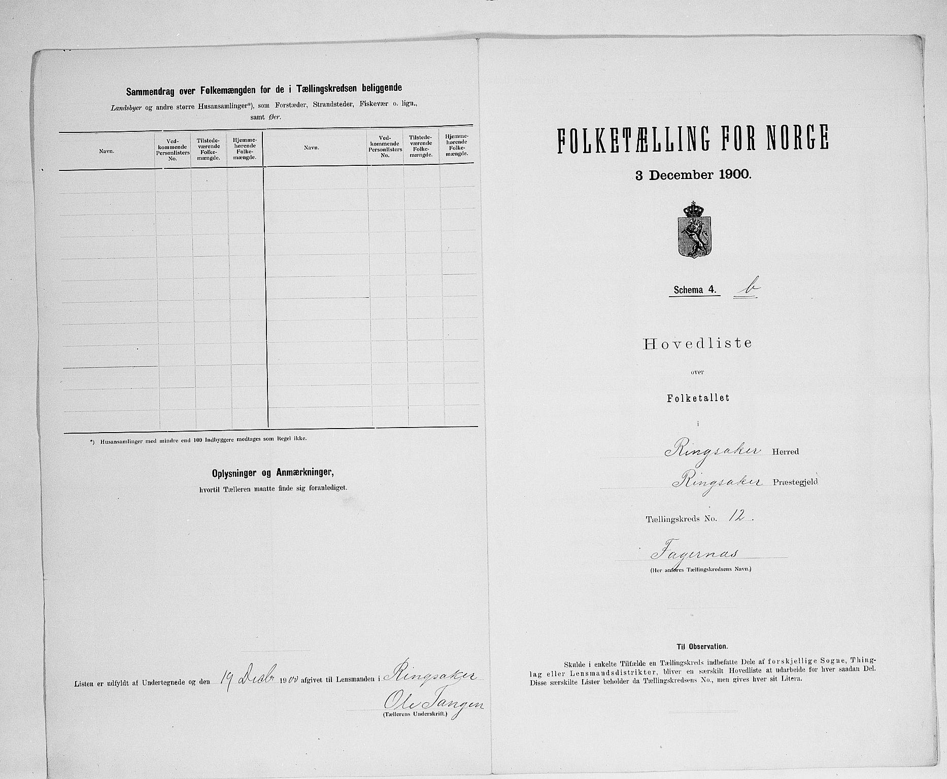 SAH, 1900 census for Ringsaker, 1900, p. 63