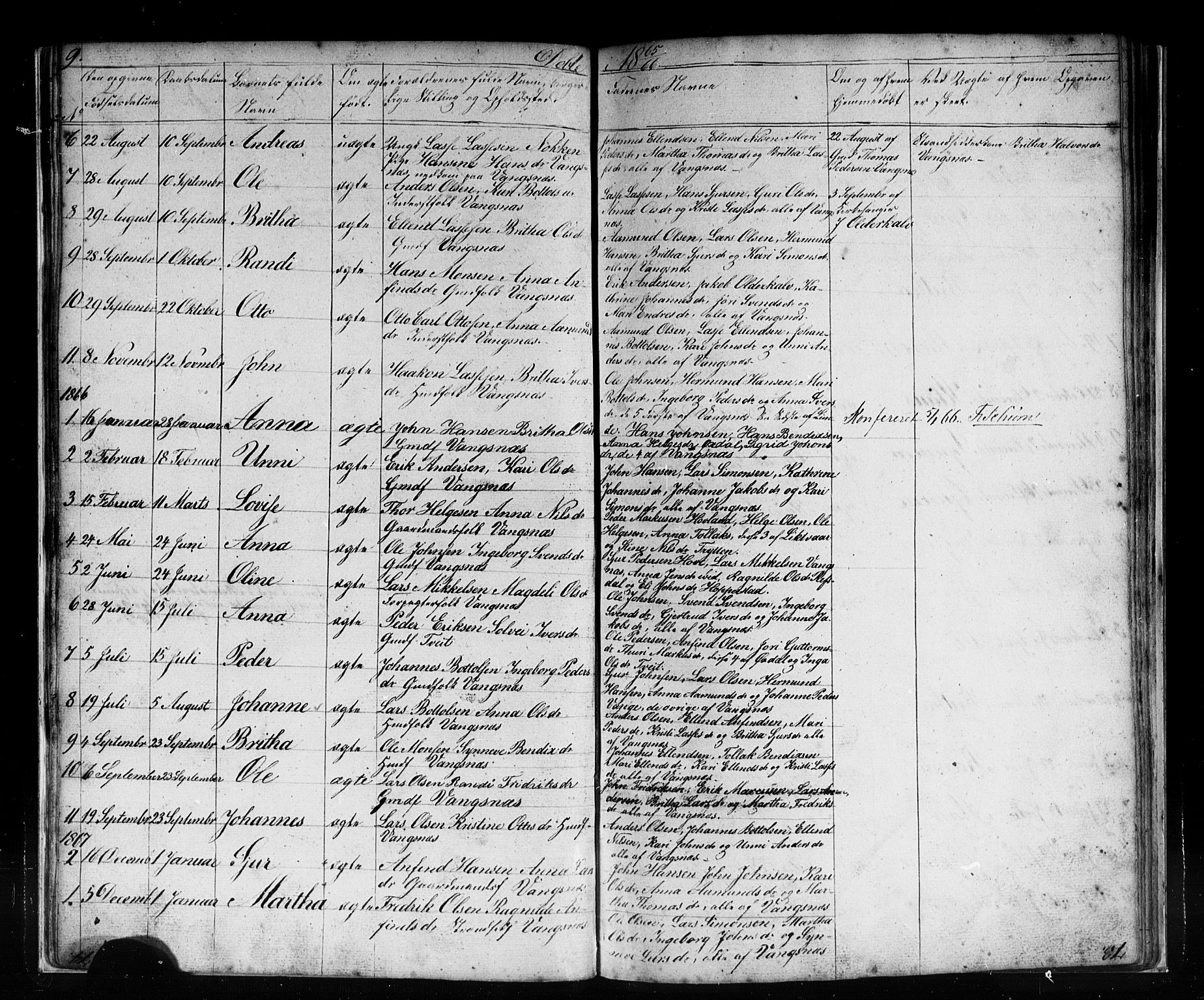 Vik sokneprestembete, AV/SAB-A-81501/H/Hab/Habc/L0001: Parish register (copy) no. C 1, 1853-1879, p. 9