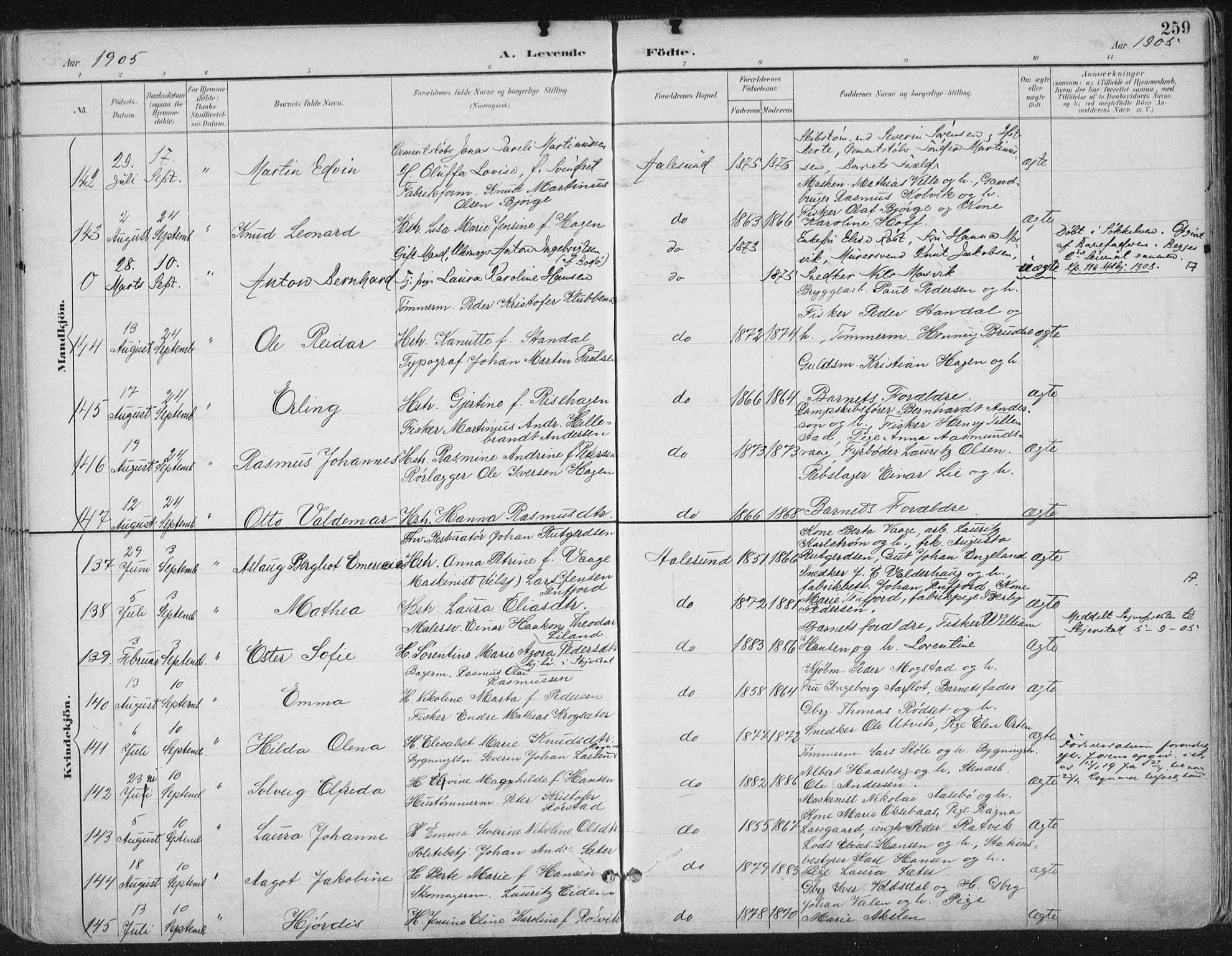 Ministerialprotokoller, klokkerbøker og fødselsregistre - Møre og Romsdal, AV/SAT-A-1454/529/L0456: Parish register (official) no. 529A06, 1894-1906, p. 259