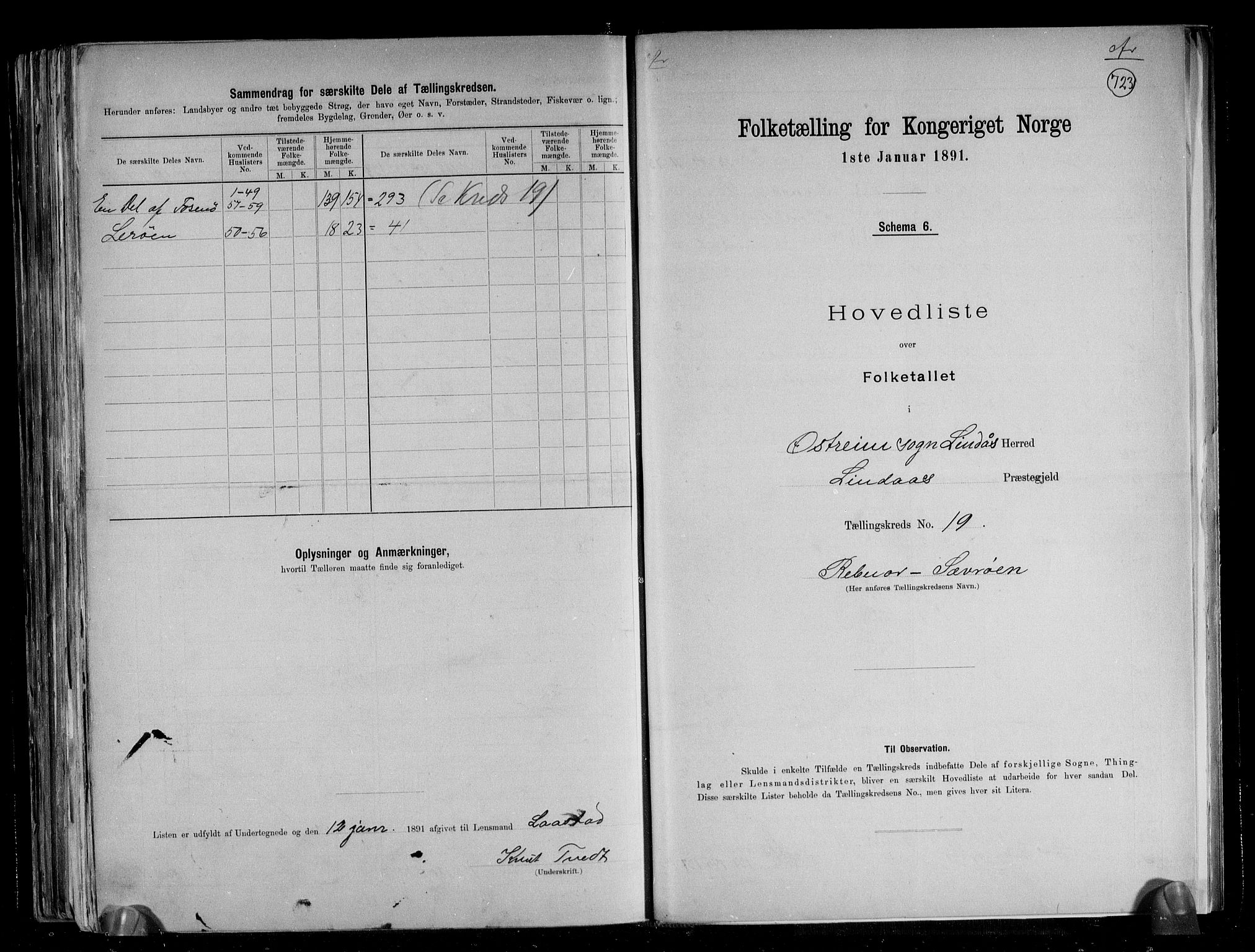 RA, 1891 census for 1263 Lindås, 1891, p. 41