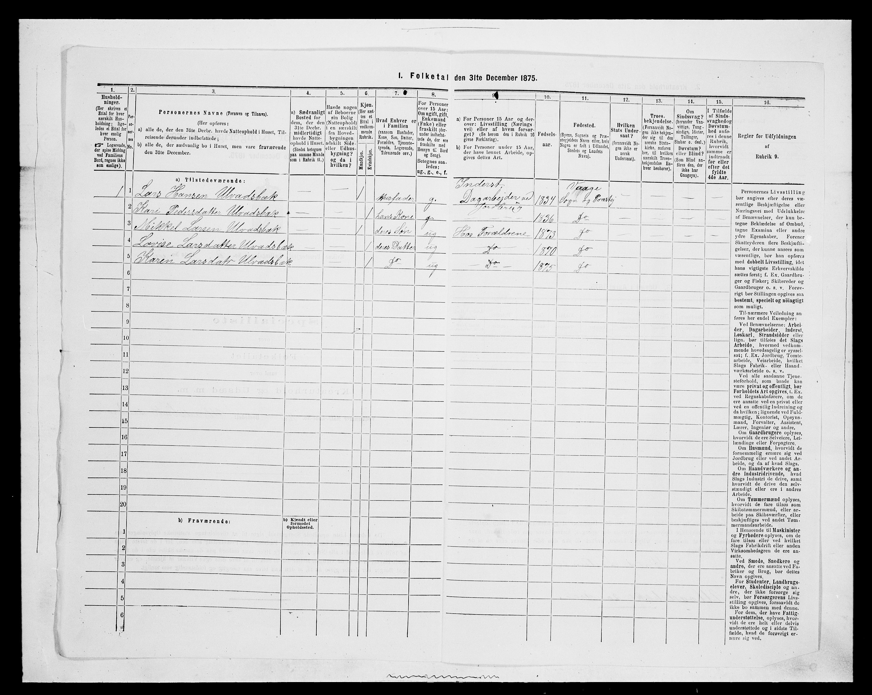 SAH, 1875 census for 0440P Kvikne, 1875, p. 331