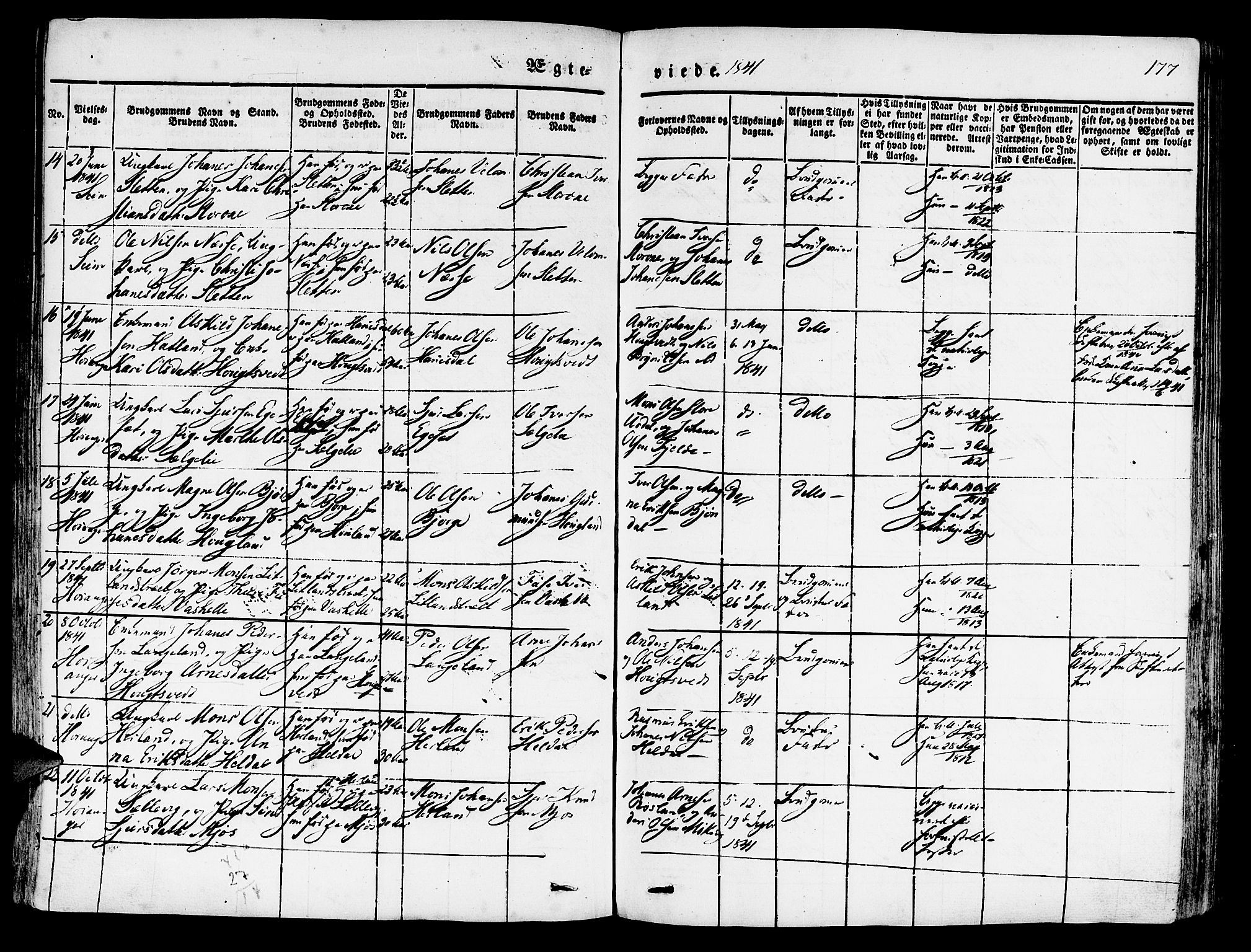 Hosanger sokneprestembete, SAB/A-75801/H/Haa: Parish register (official) no. A 7, 1835-1848, p. 177
