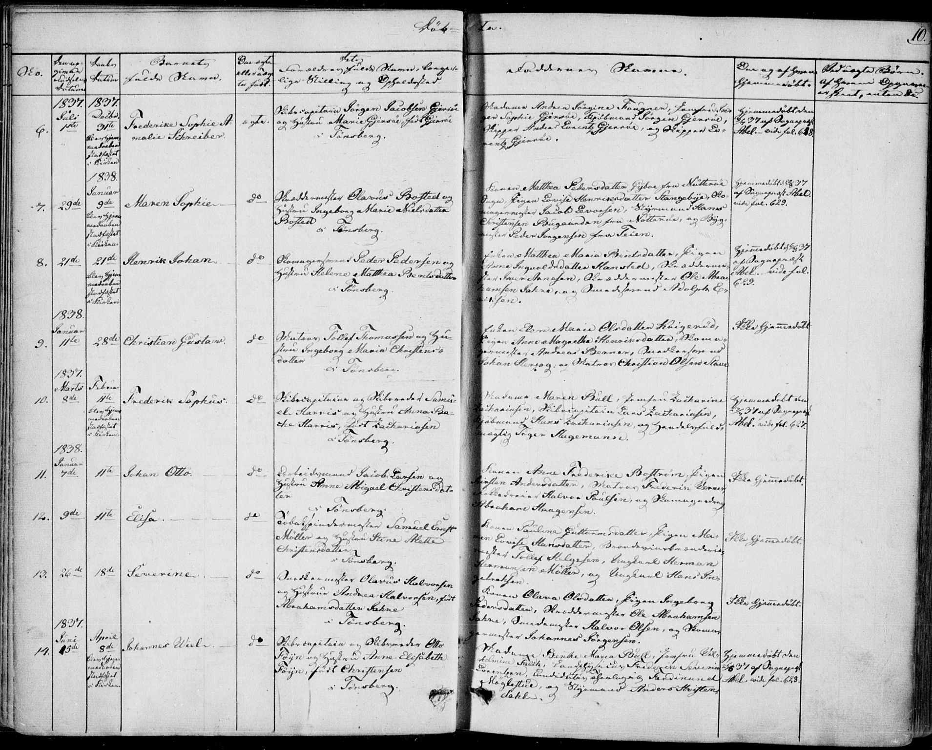 Tønsberg kirkebøker, AV/SAKO-A-330/F/Fa/L0006: Parish register (official) no. I 6, 1836-1844, p. 10