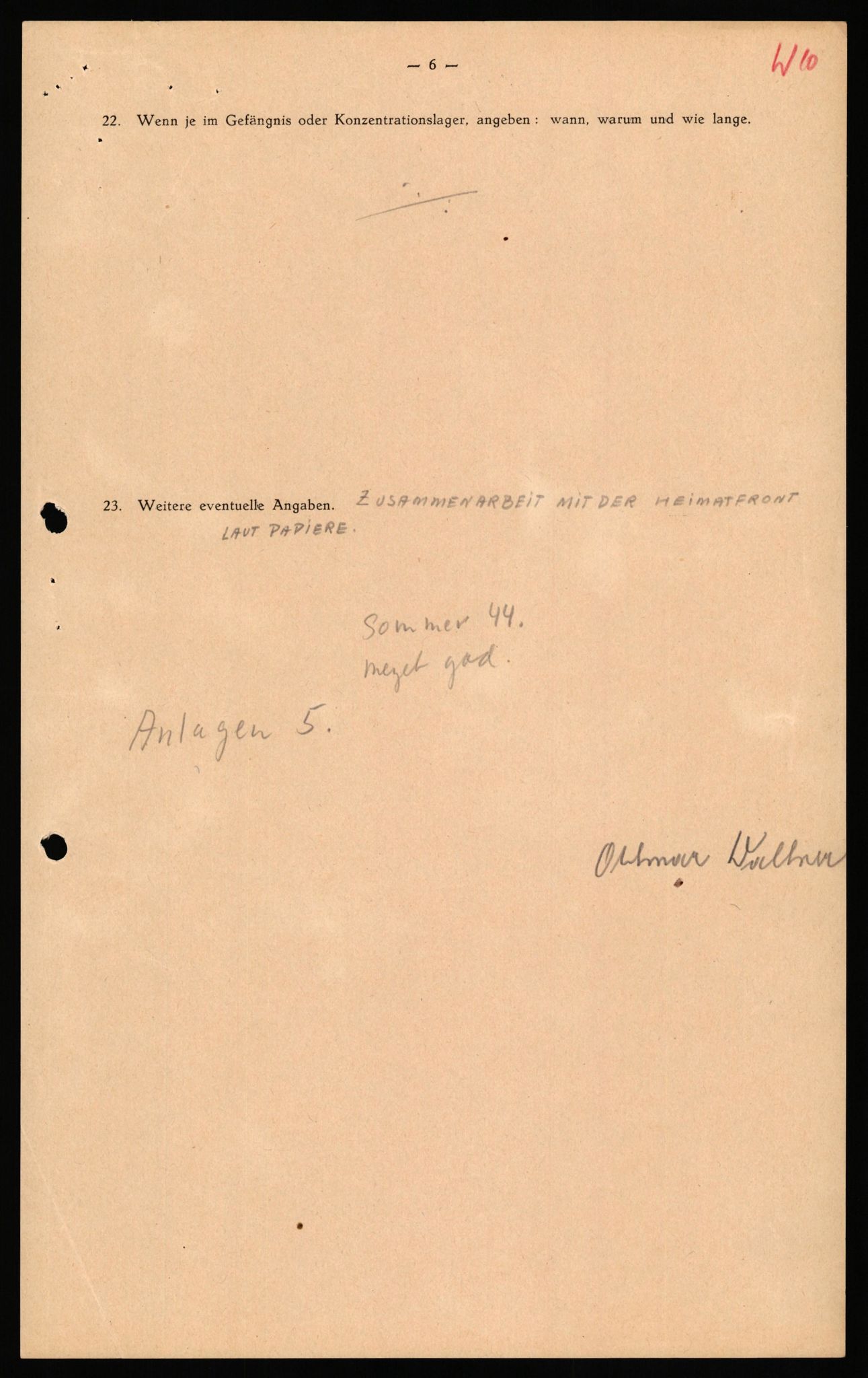 Forsvaret, Forsvarets overkommando II, RA/RAFA-3915/D/Db/L0040: CI Questionaires. Tyske okkupasjonsstyrker i Norge. Østerrikere., 1945-1946, p. 365