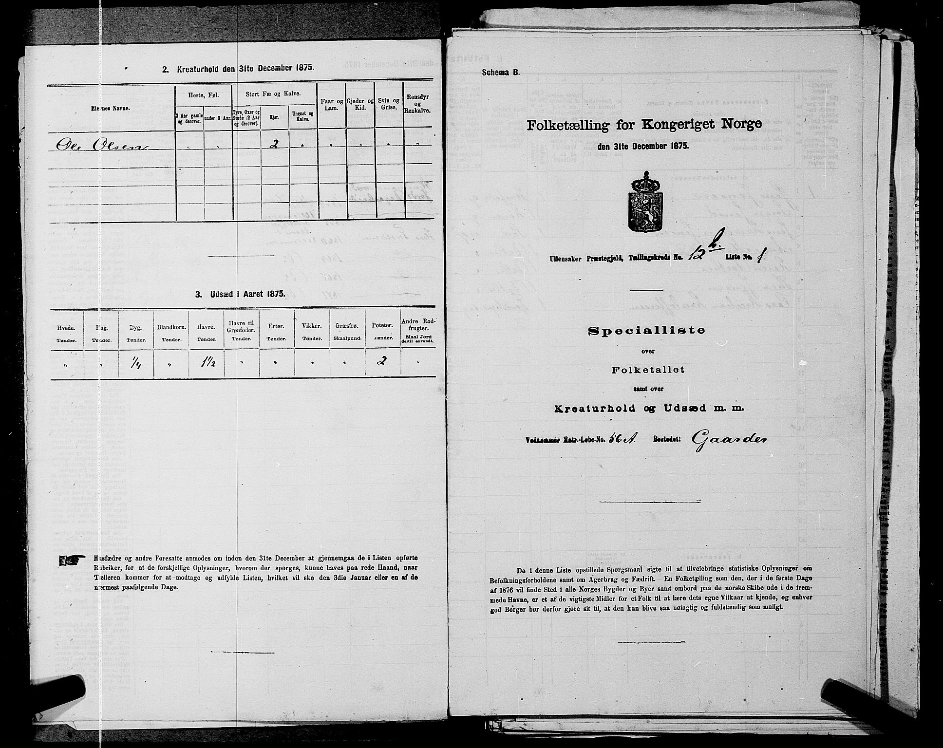 RA, 1875 census for 0235P Ullensaker, 1875, p. 1816