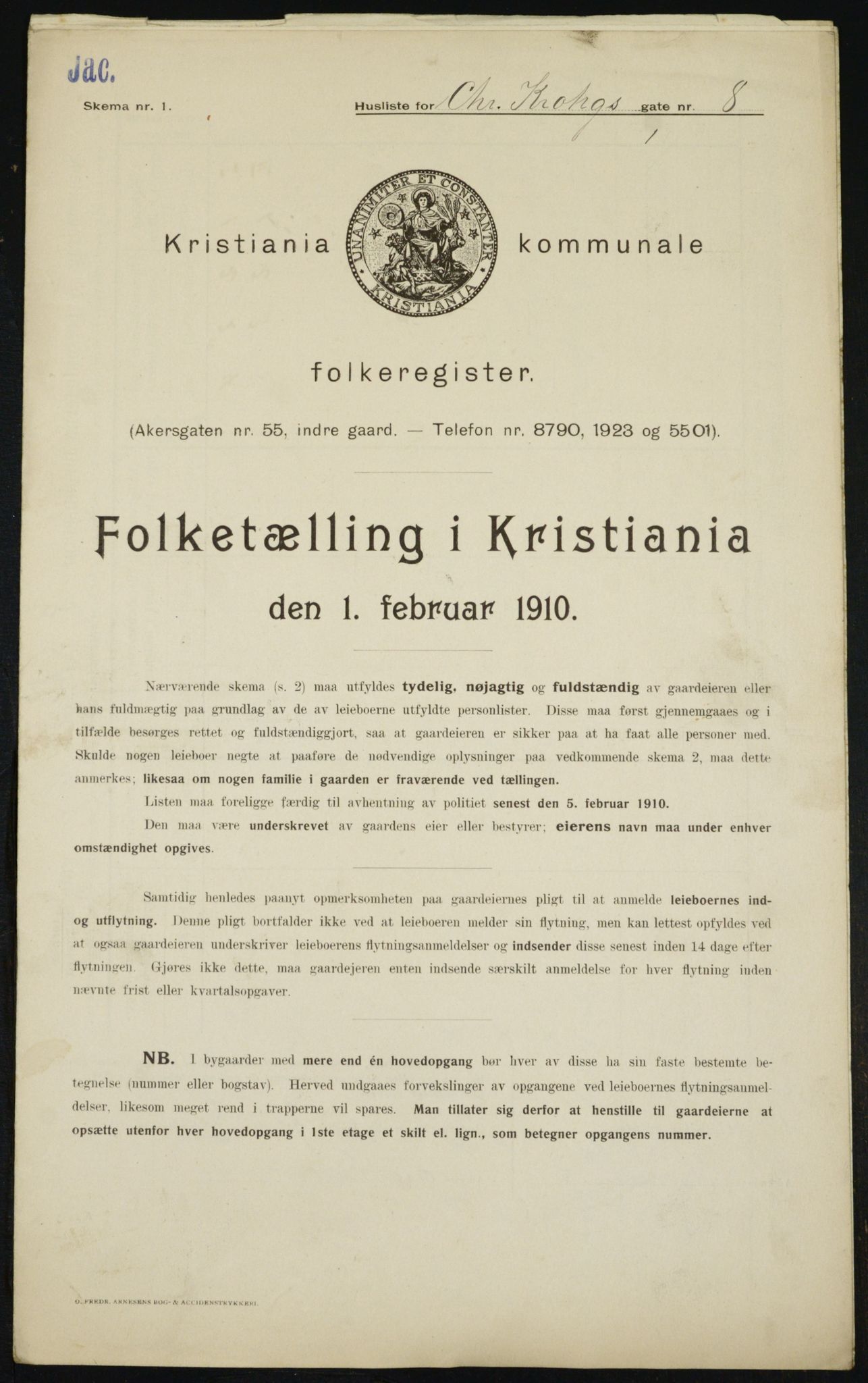 OBA, Municipal Census 1910 for Kristiania, 1910, p. 11246