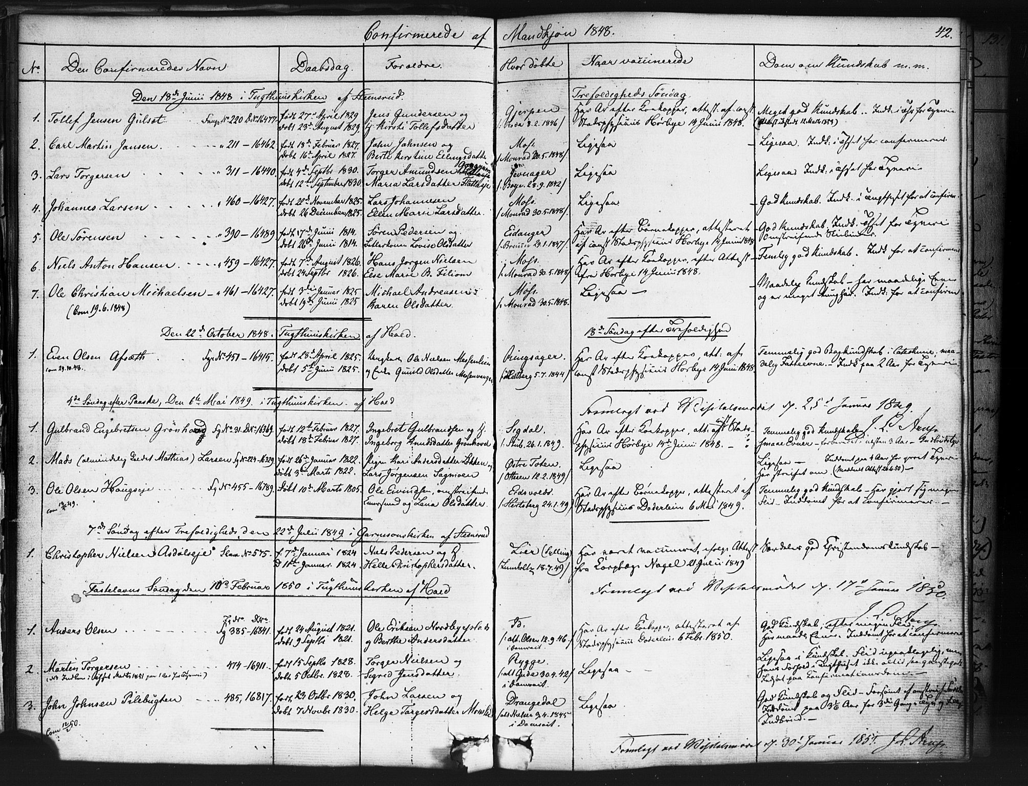 Kristiania tukthusprest Kirkebøker, SAO/A-10881/F/Fa/L0003: Parish register (official) no. 3, 1831-1865, p. 42
