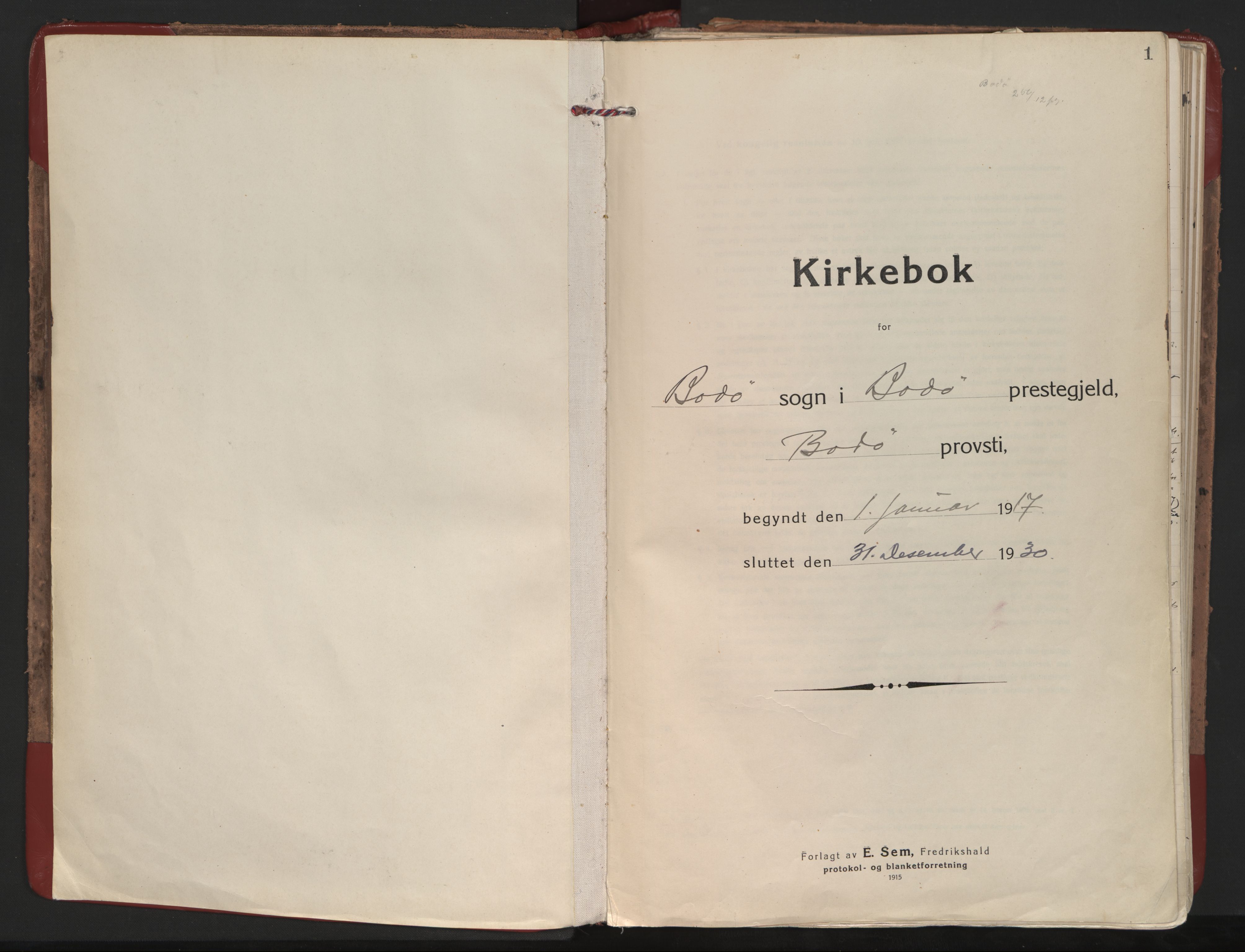 Ministerialprotokoller, klokkerbøker og fødselsregistre - Nordland, SAT/A-1459/801/L0017: Parish register (official) no. 801A17, 1917-1930, p. 1