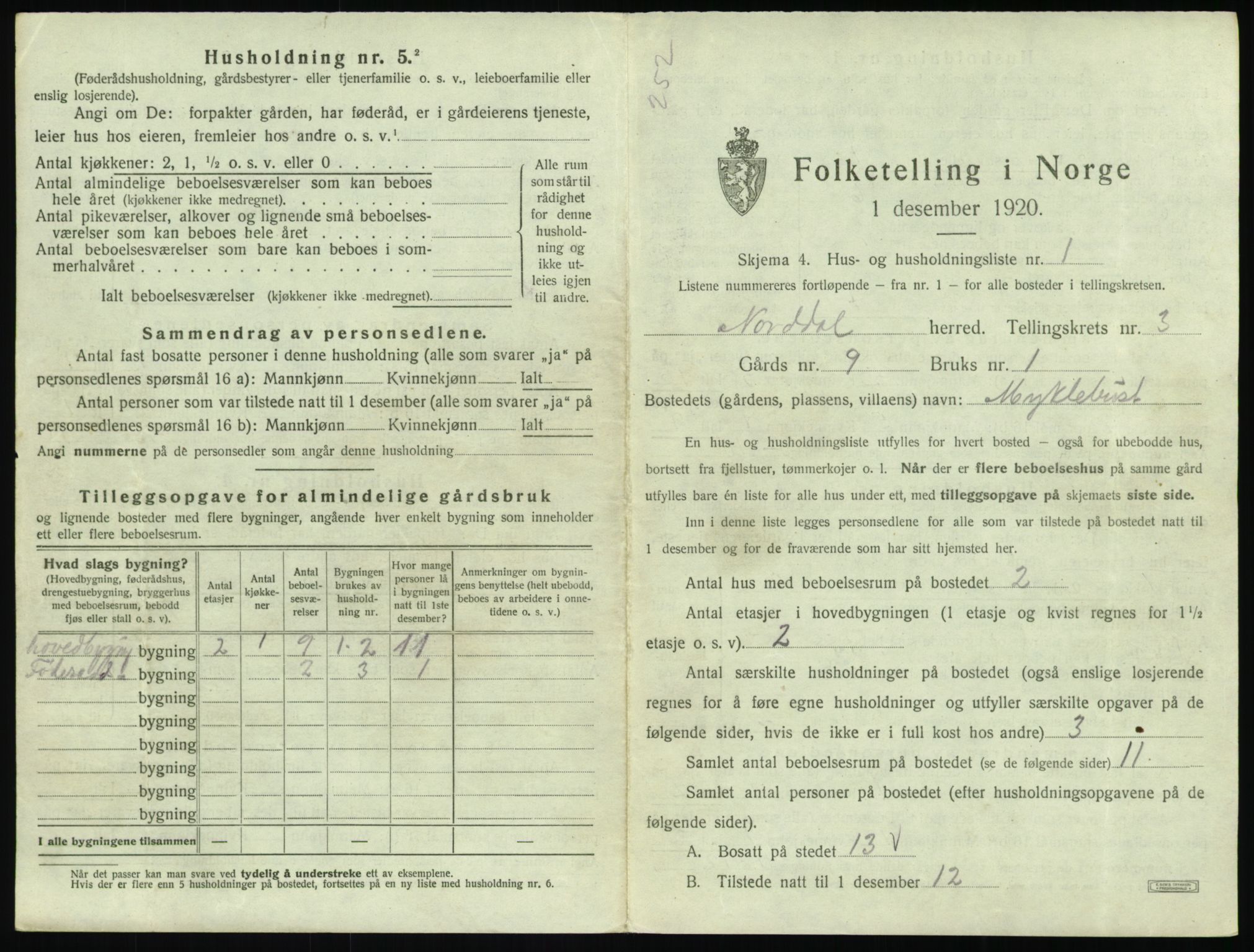 SAT, 1920 census for Norddal, 1920, p. 243