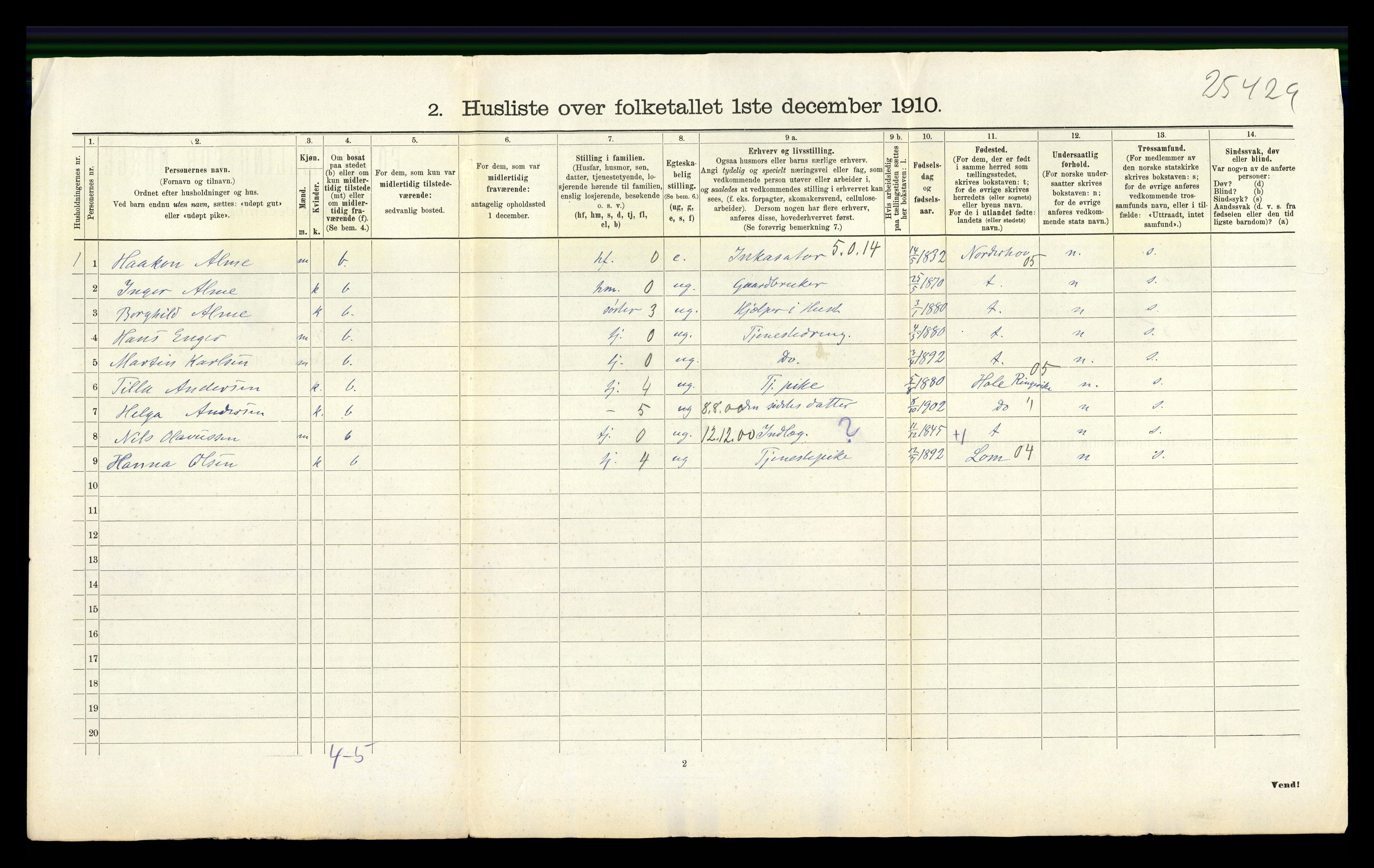 RA, 1910 census for Lier, 1910, p. 665