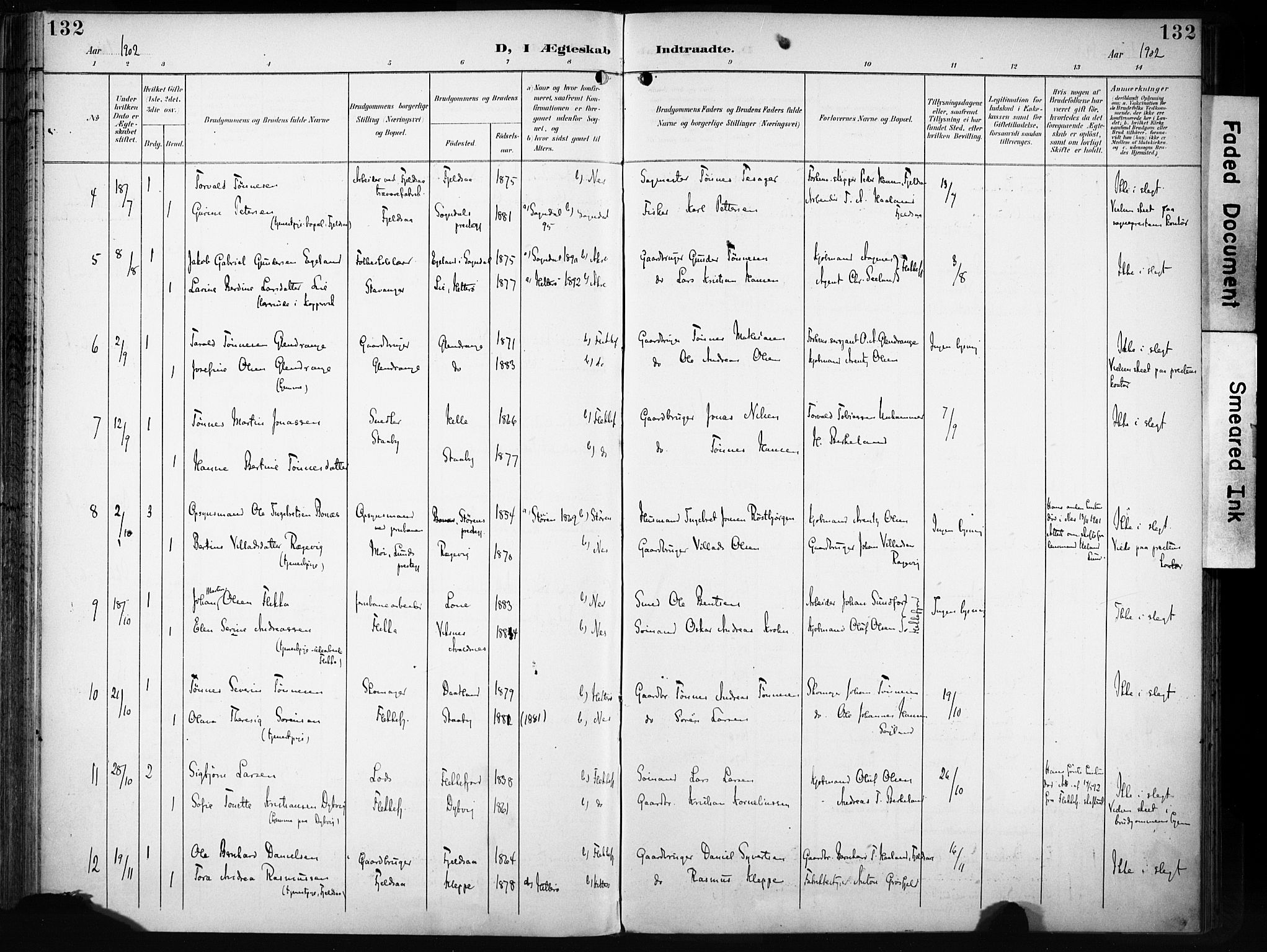 Flekkefjord sokneprestkontor, AV/SAK-1111-0012/F/Fa/Fac/L0009: Parish register (official) no. A 9, 1899-1909, p. 132