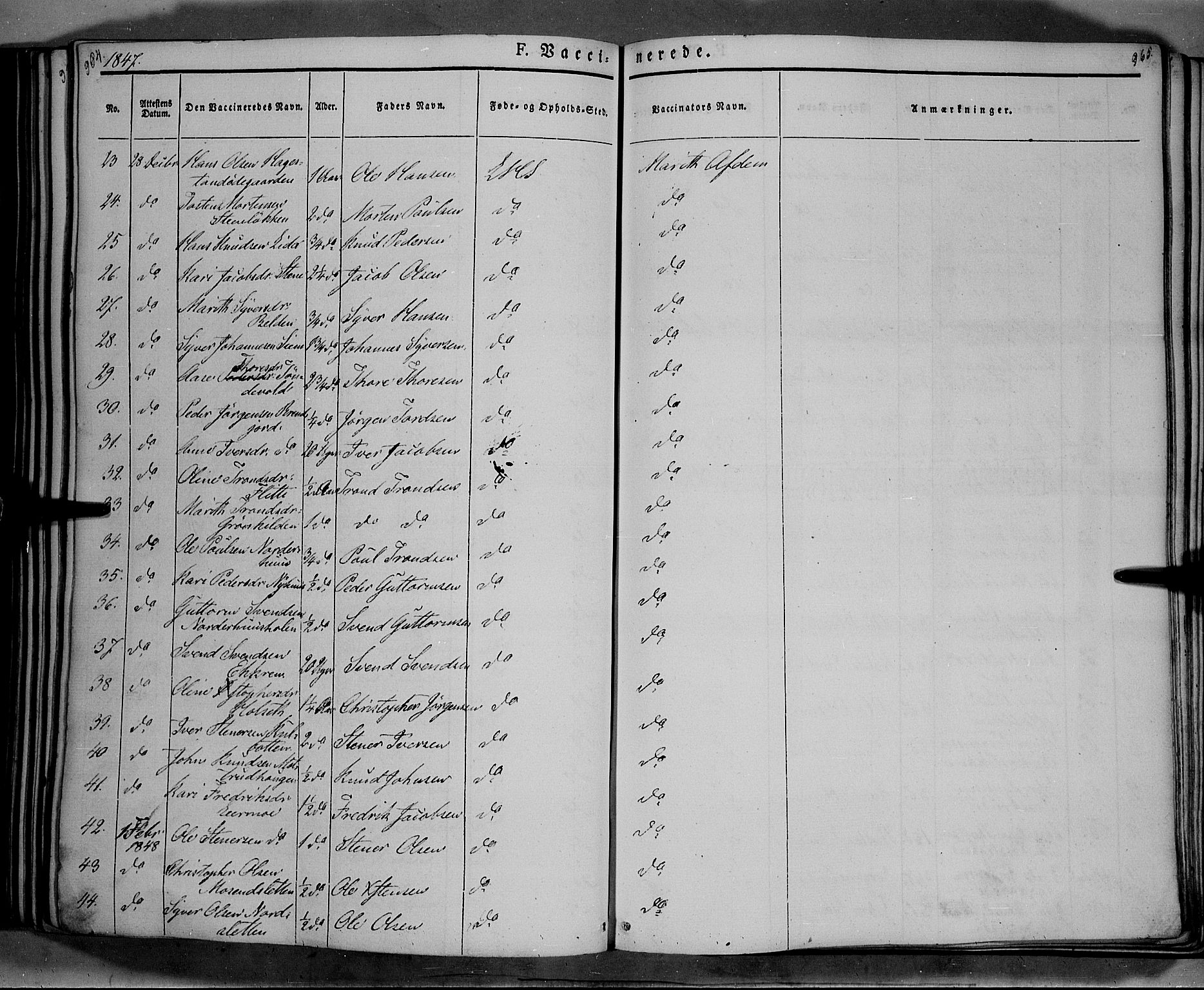 Lesja prestekontor, SAH/PREST-068/H/Ha/Haa/L0006: Parish register (official) no. 6B, 1843-1854, p. 964-965