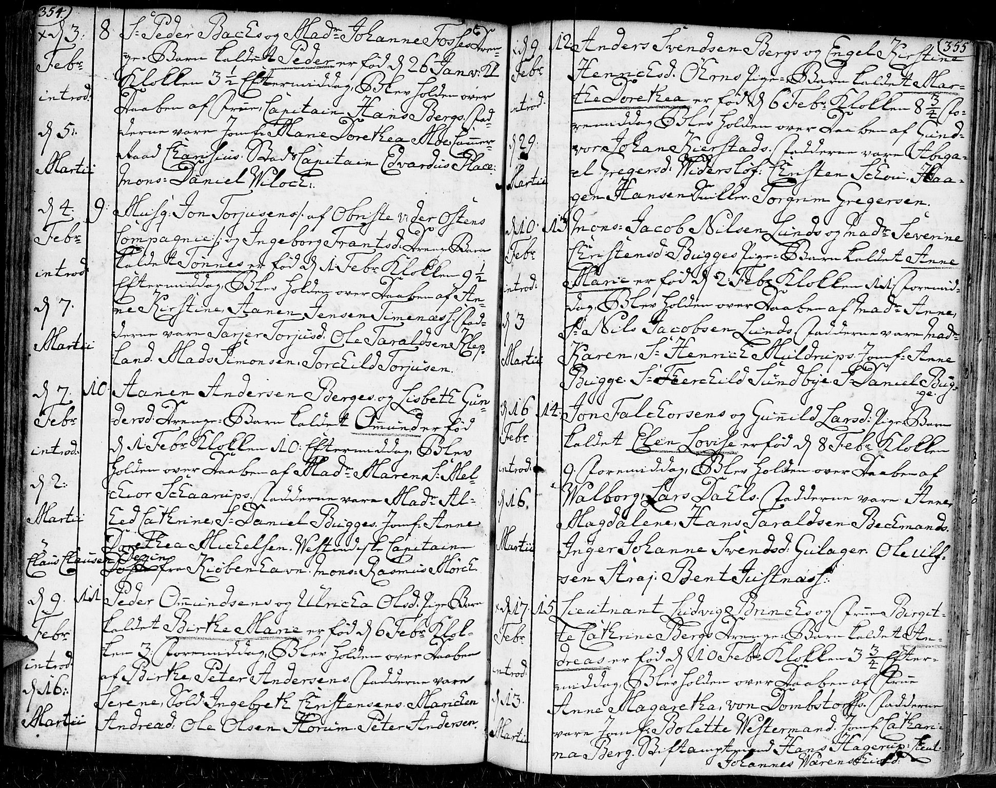 Kristiansand domprosti, AV/SAK-1112-0006/F/Fa/L0002: Parish register (official) no. A 2, 1755-1778, p. 354-355