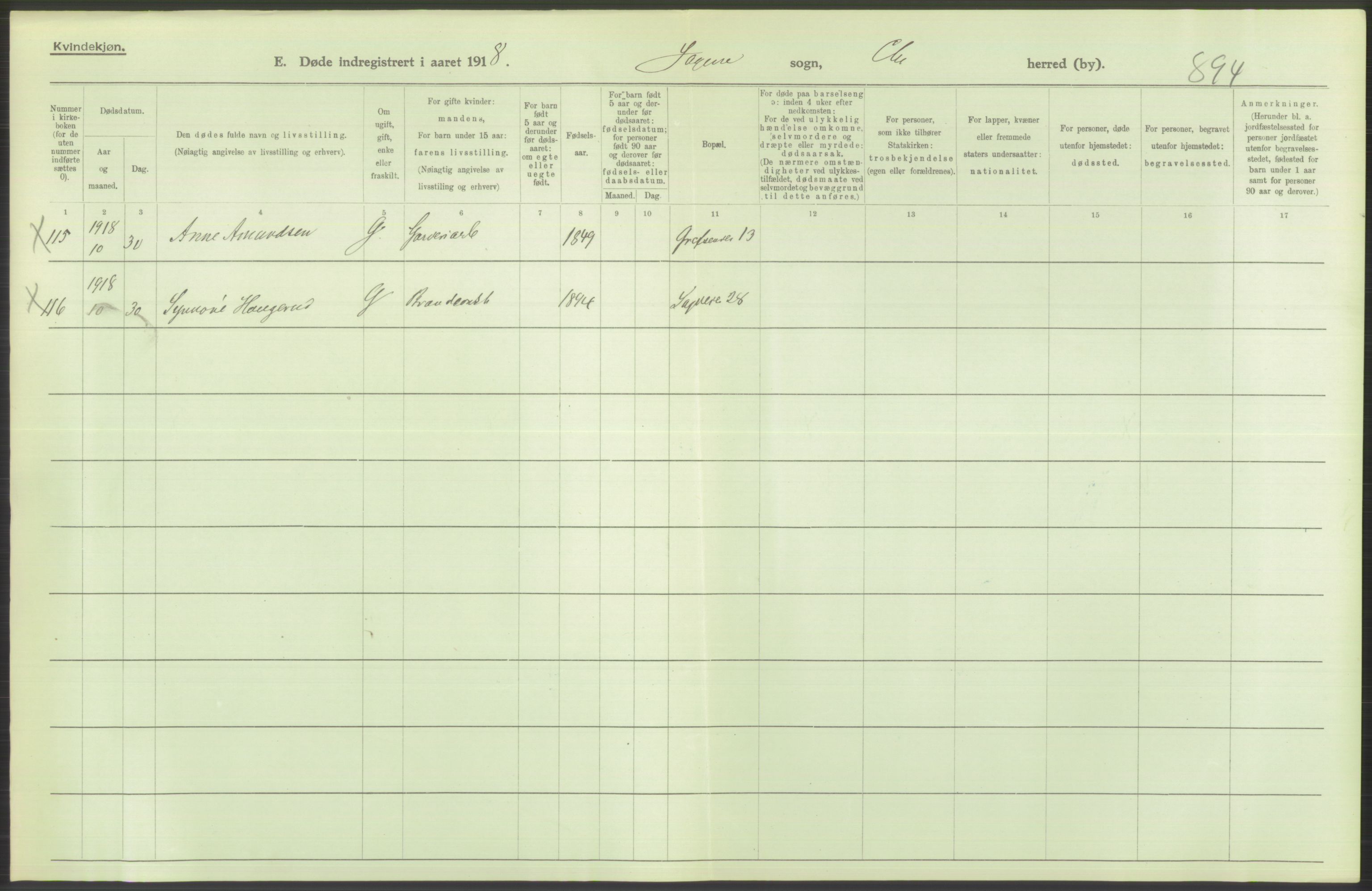 Statistisk sentralbyrå, Sosiodemografiske emner, Befolkning, AV/RA-S-2228/D/Df/Dfb/Dfbh/L0010: Kristiania: Døde, 1918, p. 546