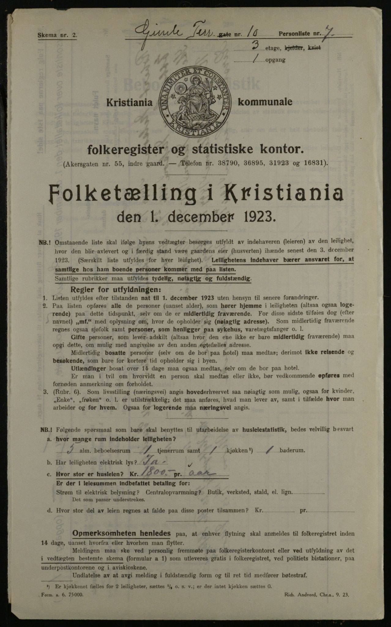 OBA, Municipal Census 1923 for Kristiania, 1923, p. 33022