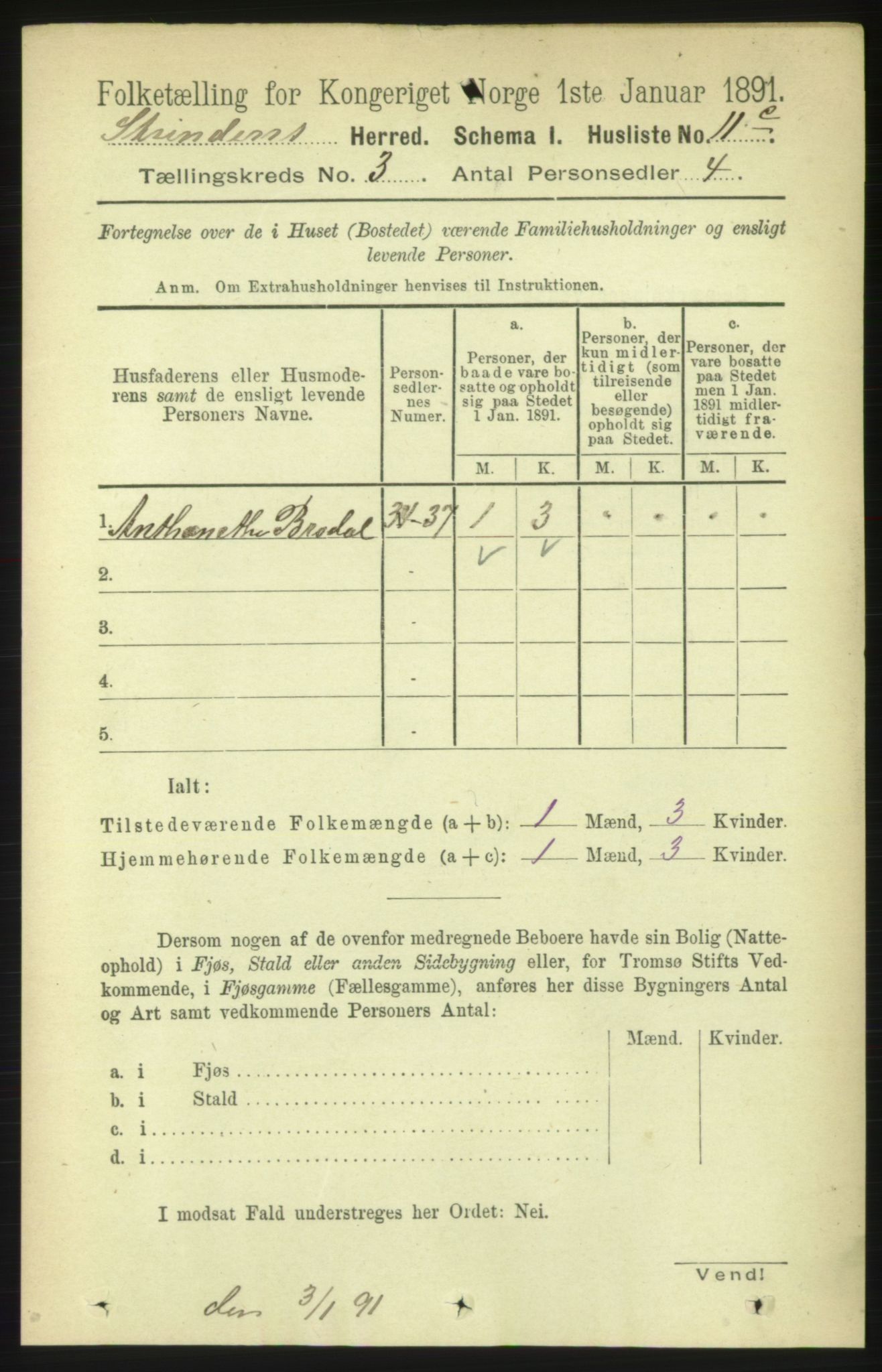 RA, 1891 census for 1660 Strinda, 1891, p. 1922