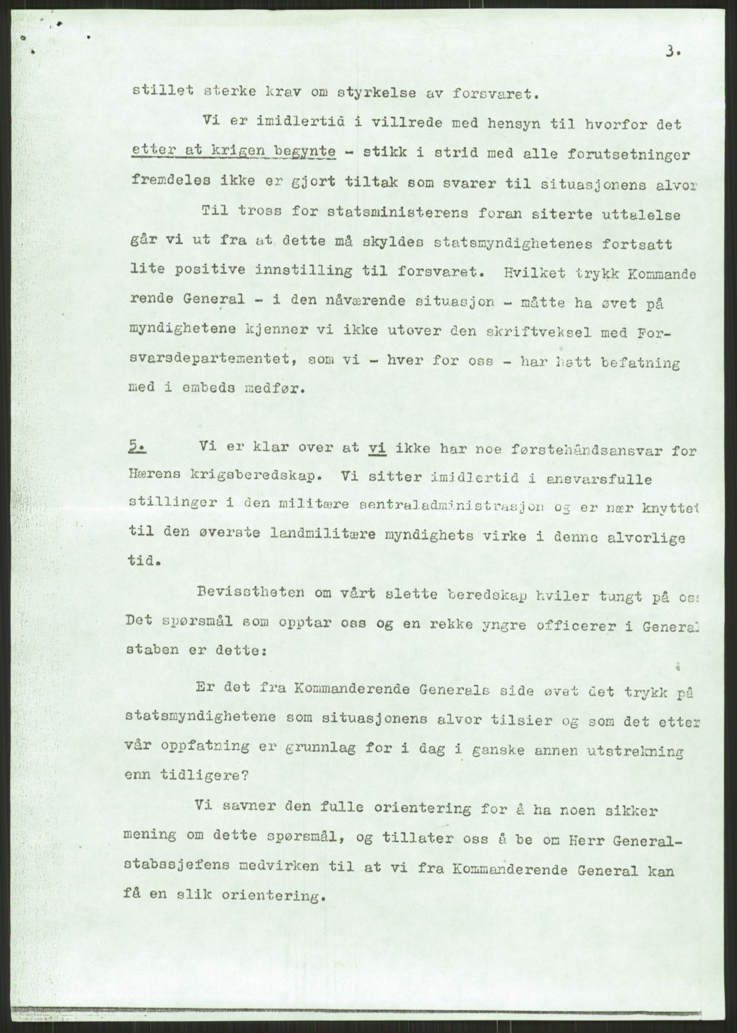Forsvaret, Forsvarets krigshistoriske avdeling, AV/RA-RAFA-2017/Y/Yc/L0170: II-C-11-920  -  Forsvarsberedskapen., 1940