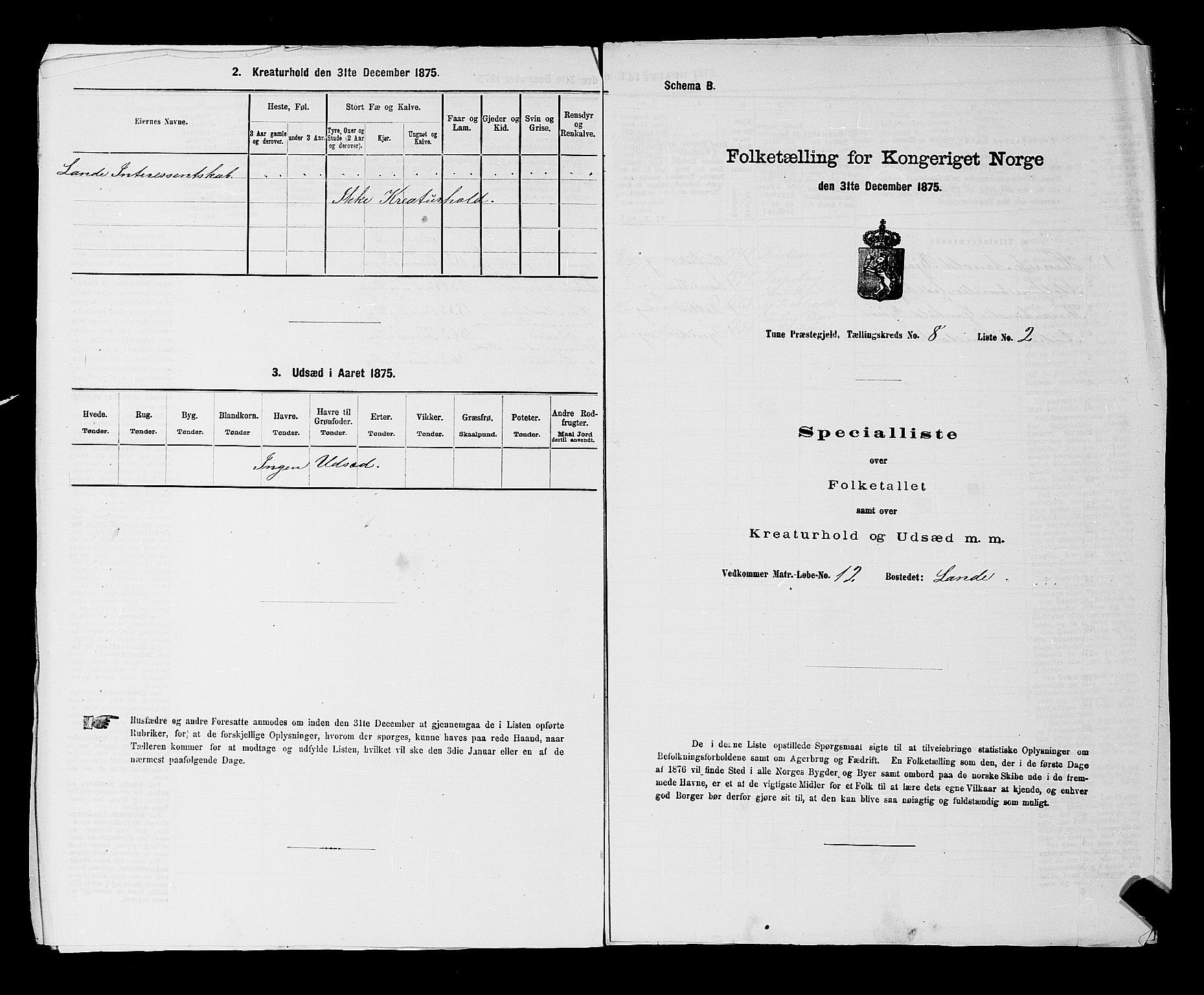 RA, 1875 census for 0130P Tune, 1875, p. 1548