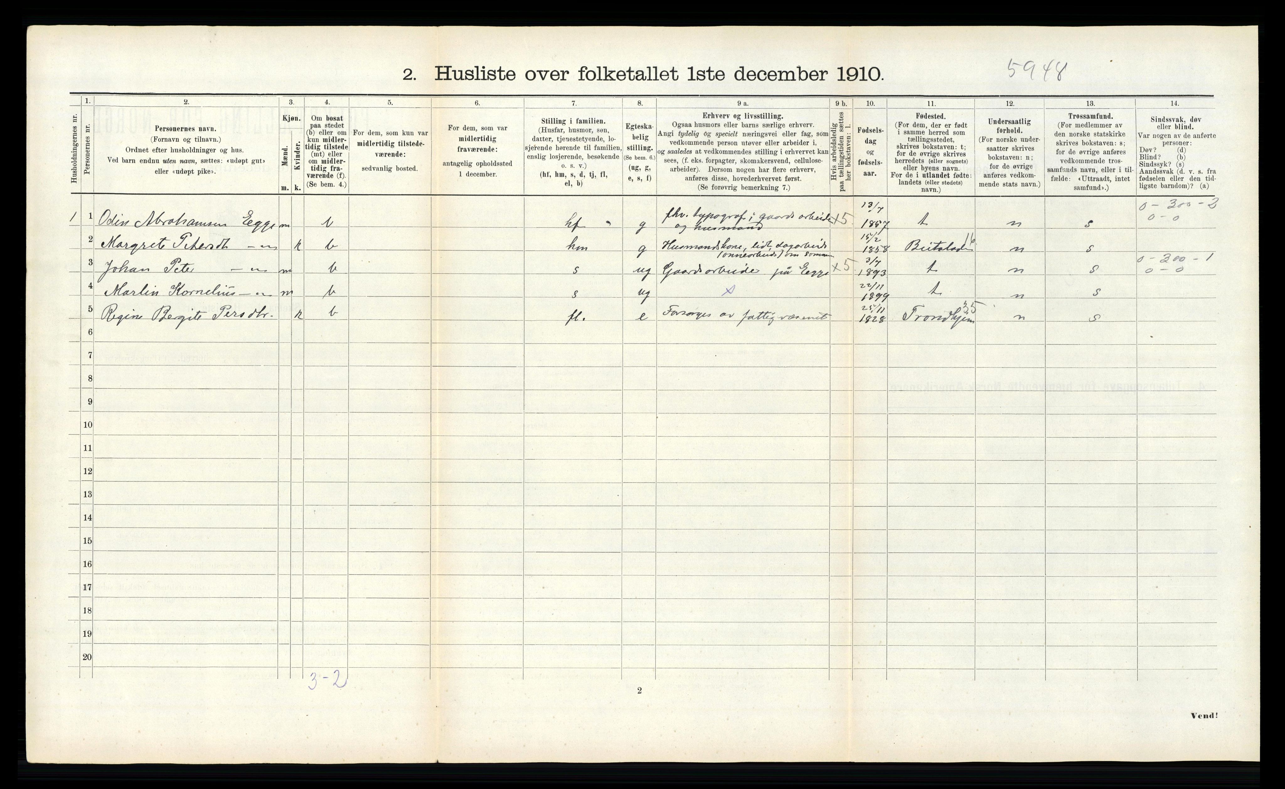 RA, 1910 census for Egge, 1910, p. 242