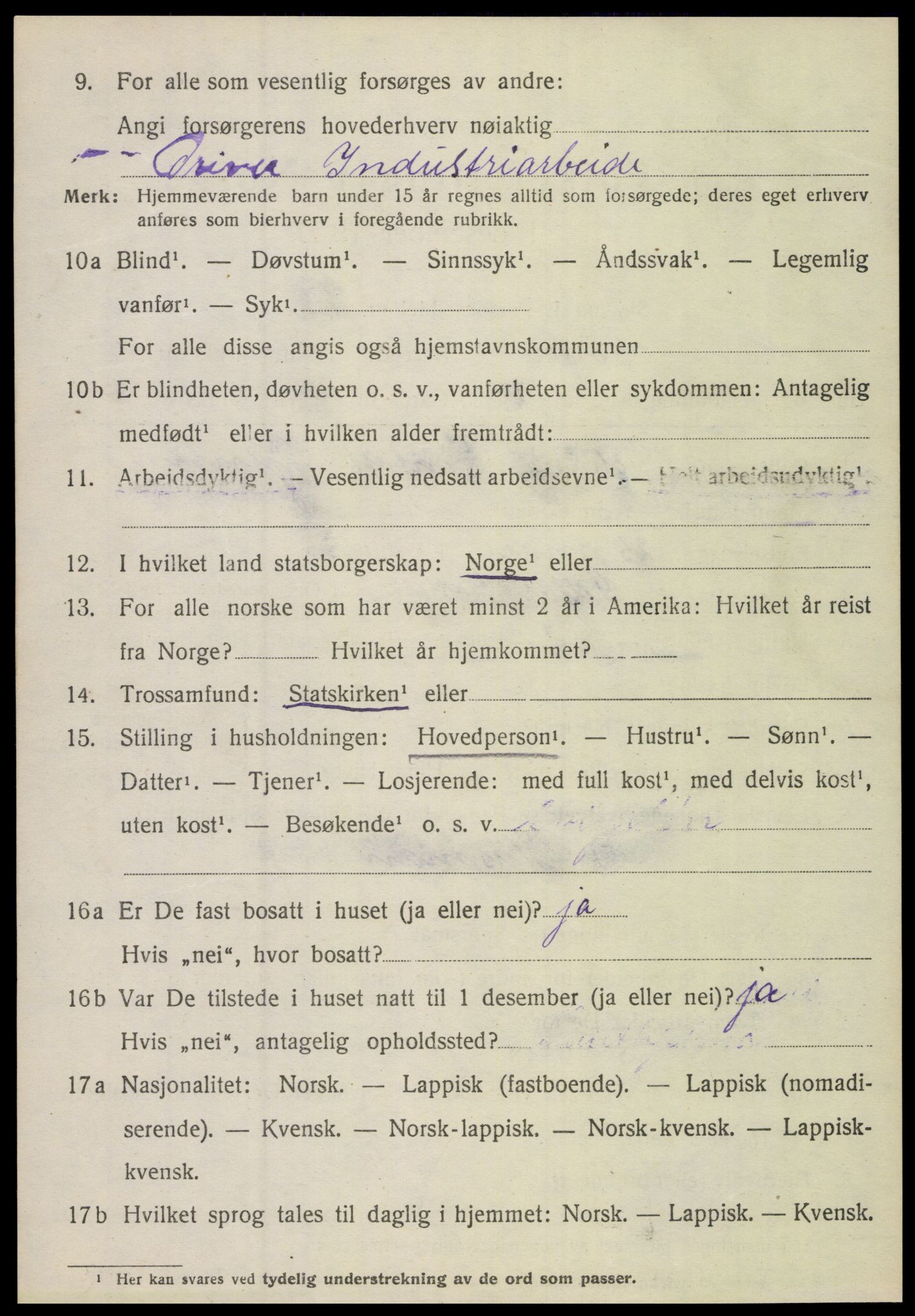 SAT, 1920 census for Sørfold, 1920, p. 5174