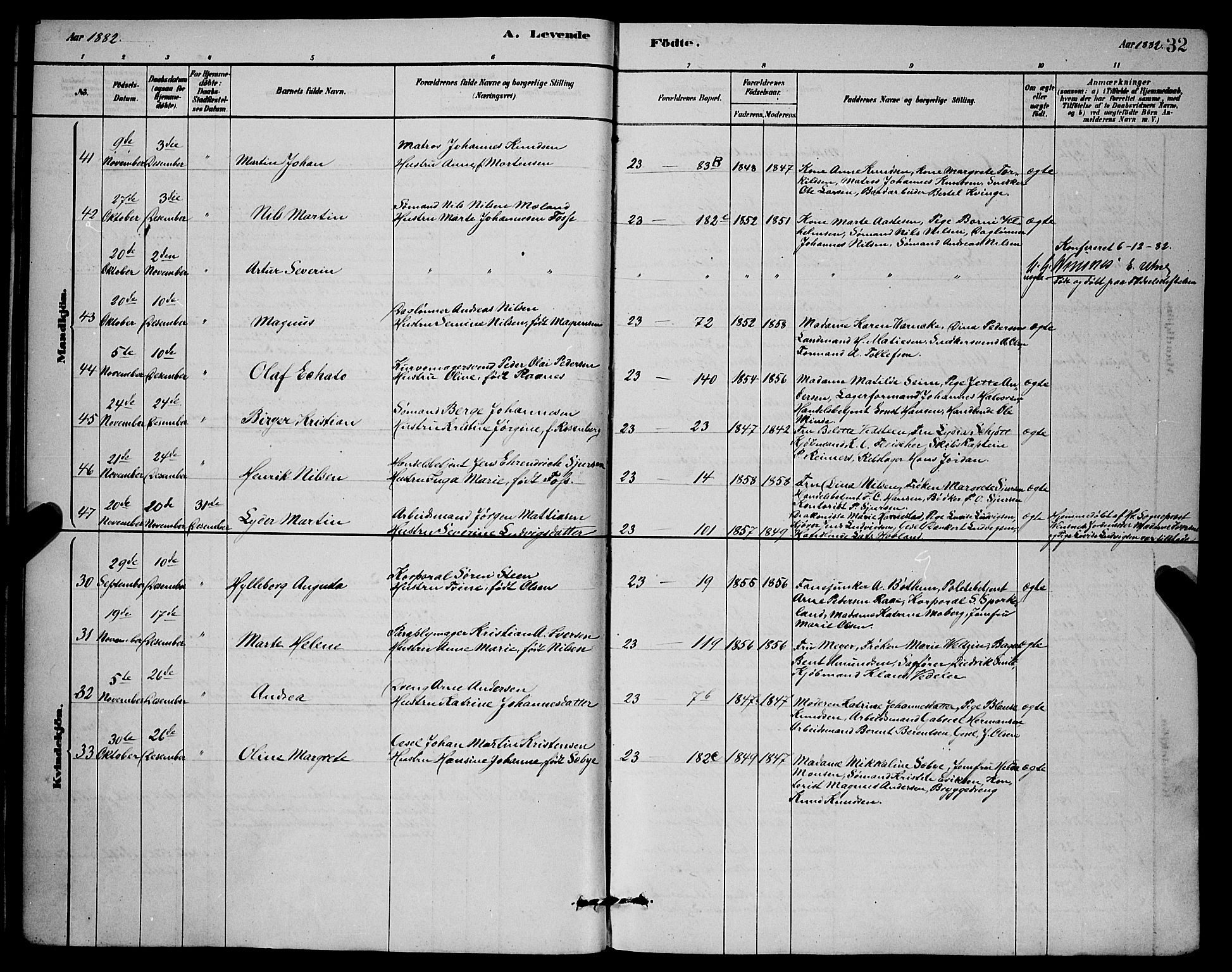 Mariakirken Sokneprestembete, AV/SAB-A-76901/H/Hab/L0004: Parish register (copy) no. A 4, 1878-1892, p. 32