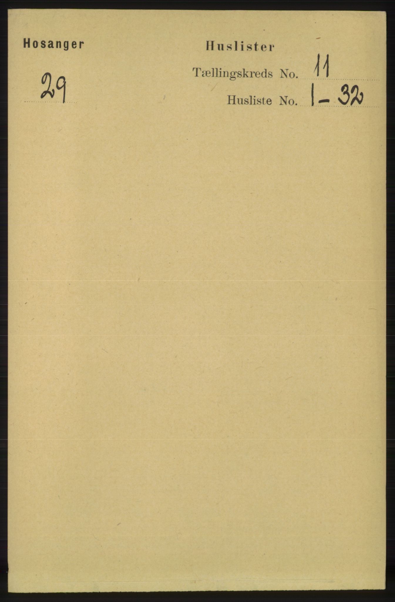 RA, 1891 census for 1253 Hosanger, 1891, p. 3658