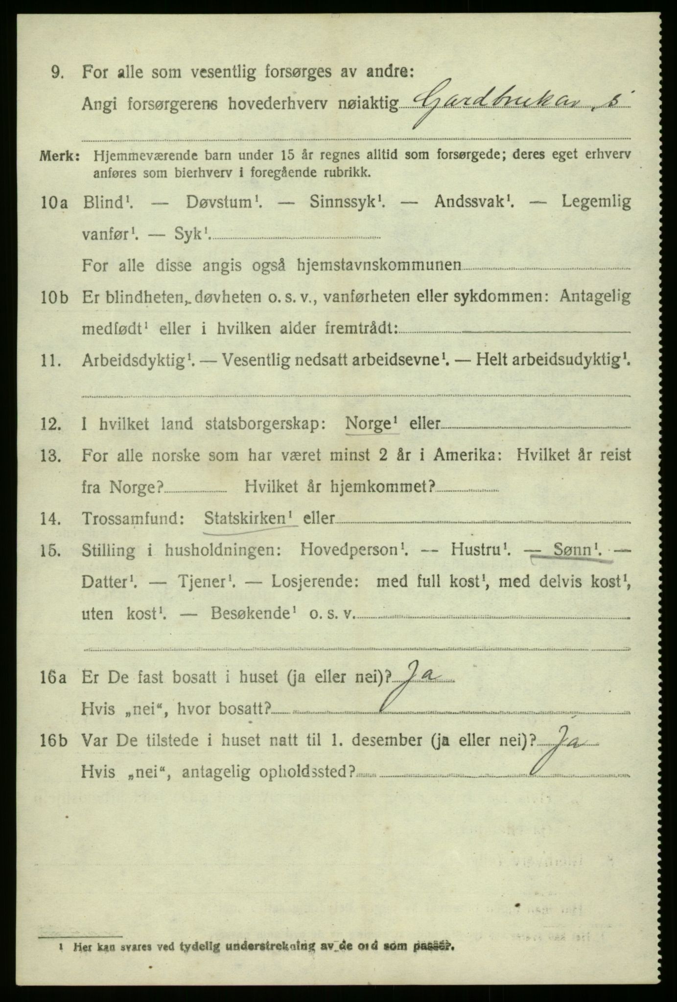 SAB, 1920 census for Gulen, 1920, p. 1524