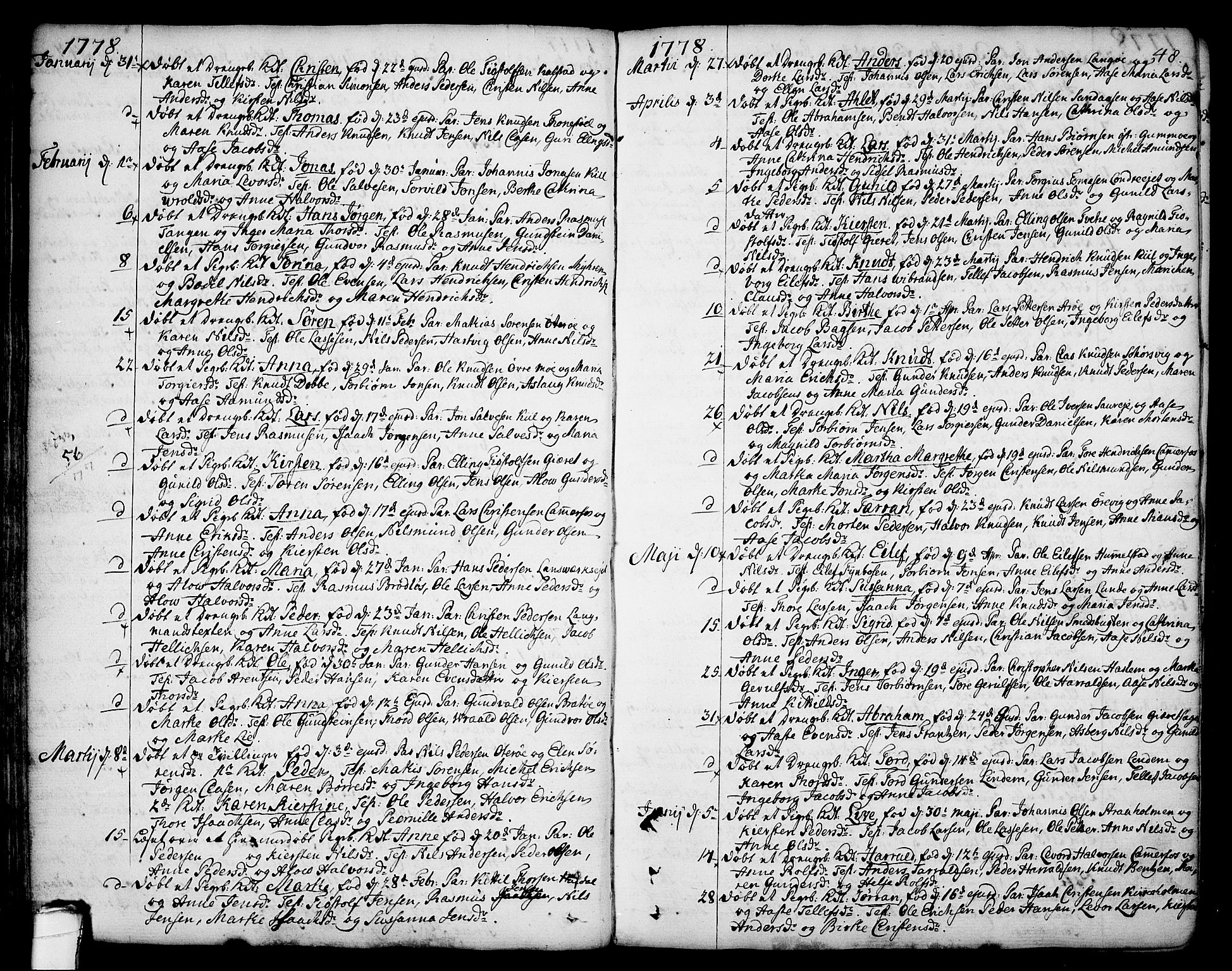 Sannidal kirkebøker, SAKO/A-296/F/Fa/L0002: Parish register (official) no. 2, 1767-1802, p. 48