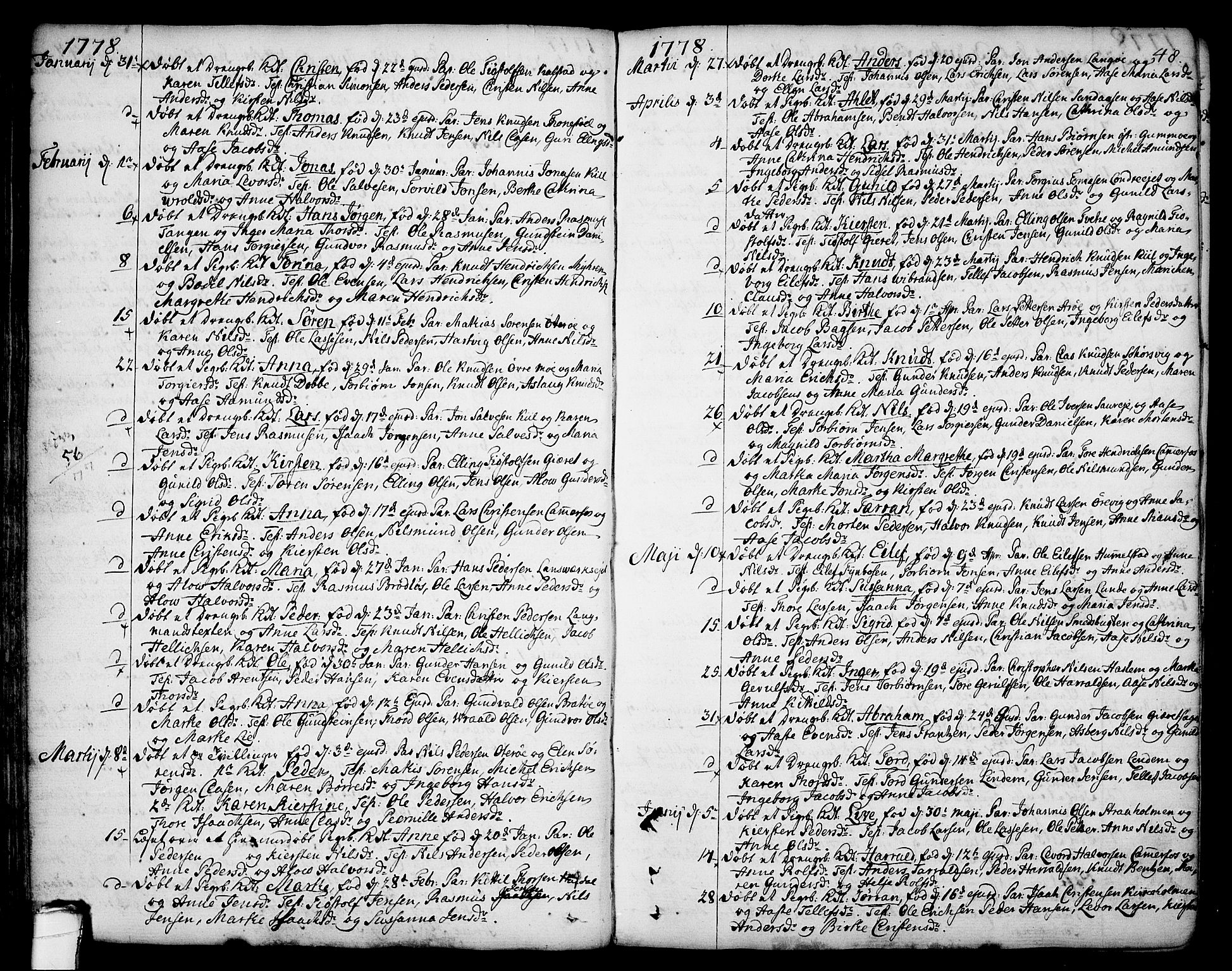 Sannidal kirkebøker, AV/SAKO-A-296/F/Fa/L0002: Parish register (official) no. 2, 1767-1802, p. 48