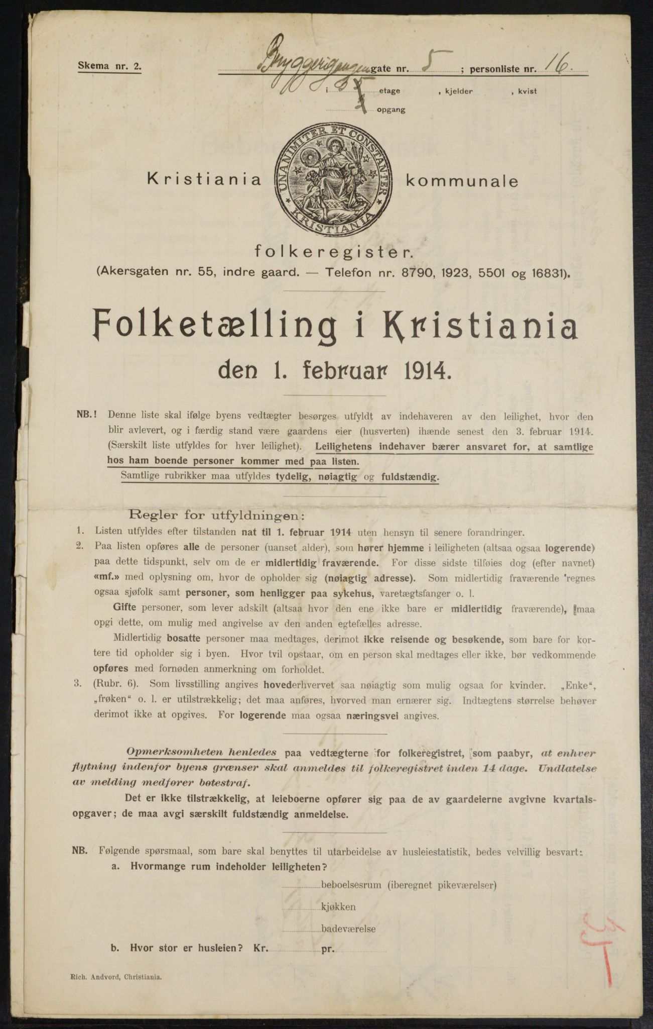 OBA, Municipal Census 1914 for Kristiania, 1914, p. 10289