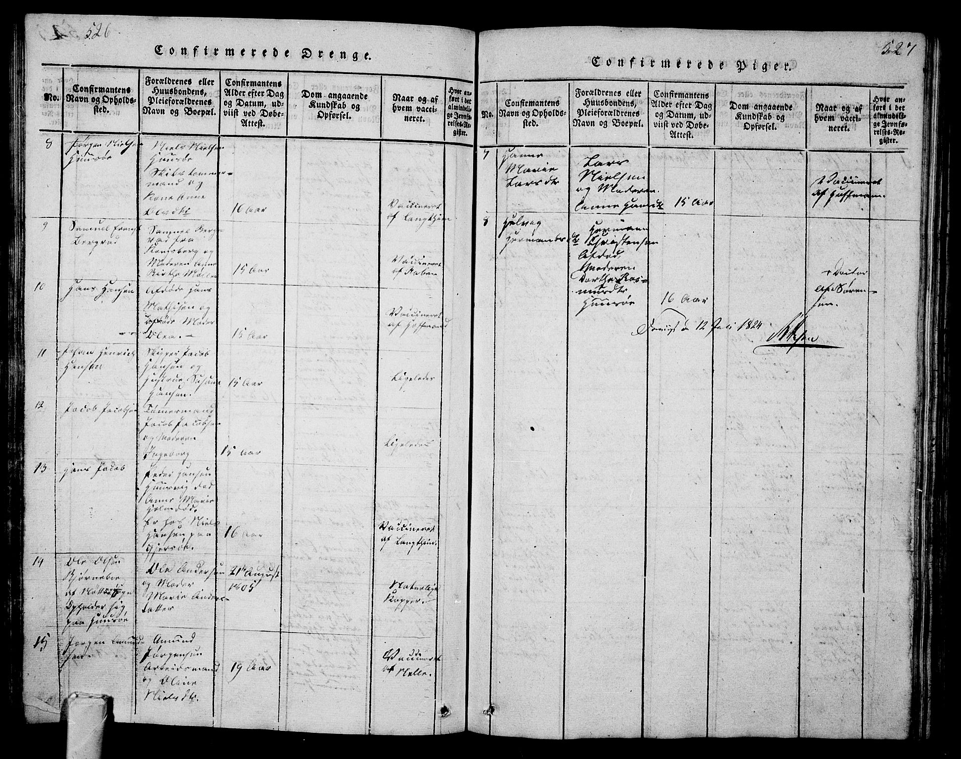 Tønsberg kirkebøker, AV/SAKO-A-330/G/Ga/L0001: Parish register (copy) no. 1, 1813-1826, p. 526-527