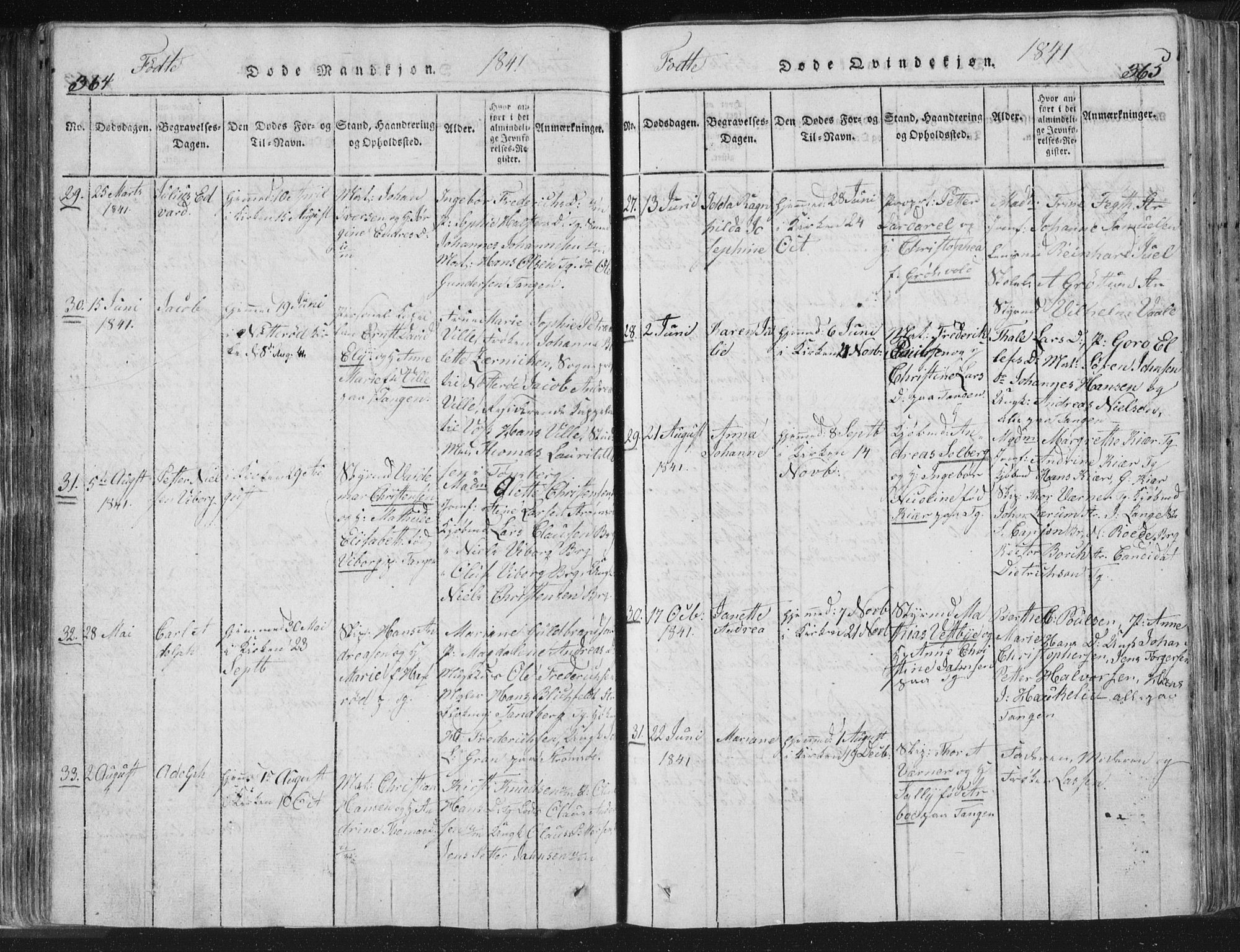 Strømsø kirkebøker, AV/SAKO-A-246/F/Fb/L0004: Parish register (official) no. II 4, 1814-1843, p. 364-365