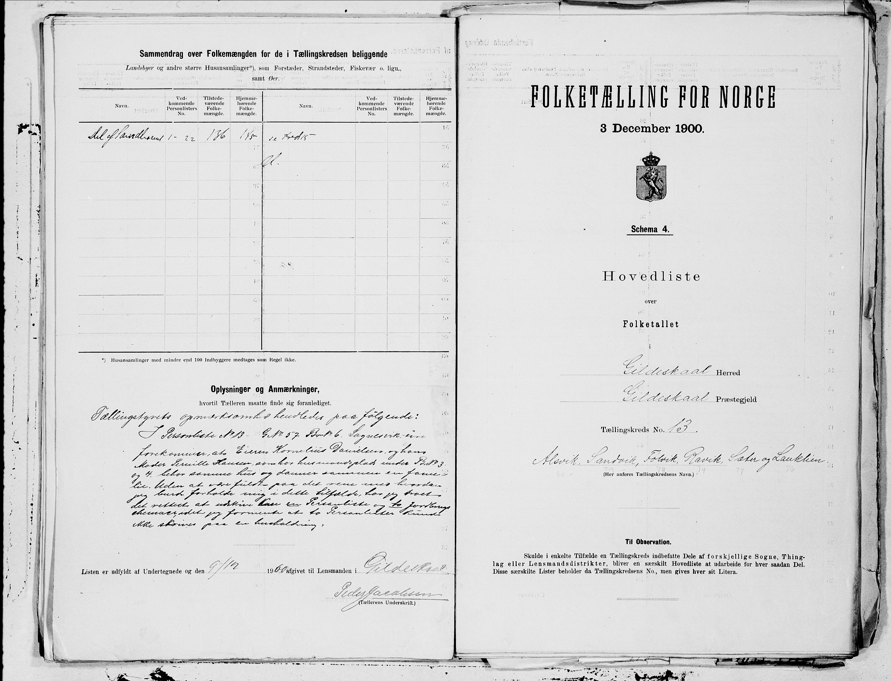 SAT, 1900 census for Gildeskål, 1900, p. 26