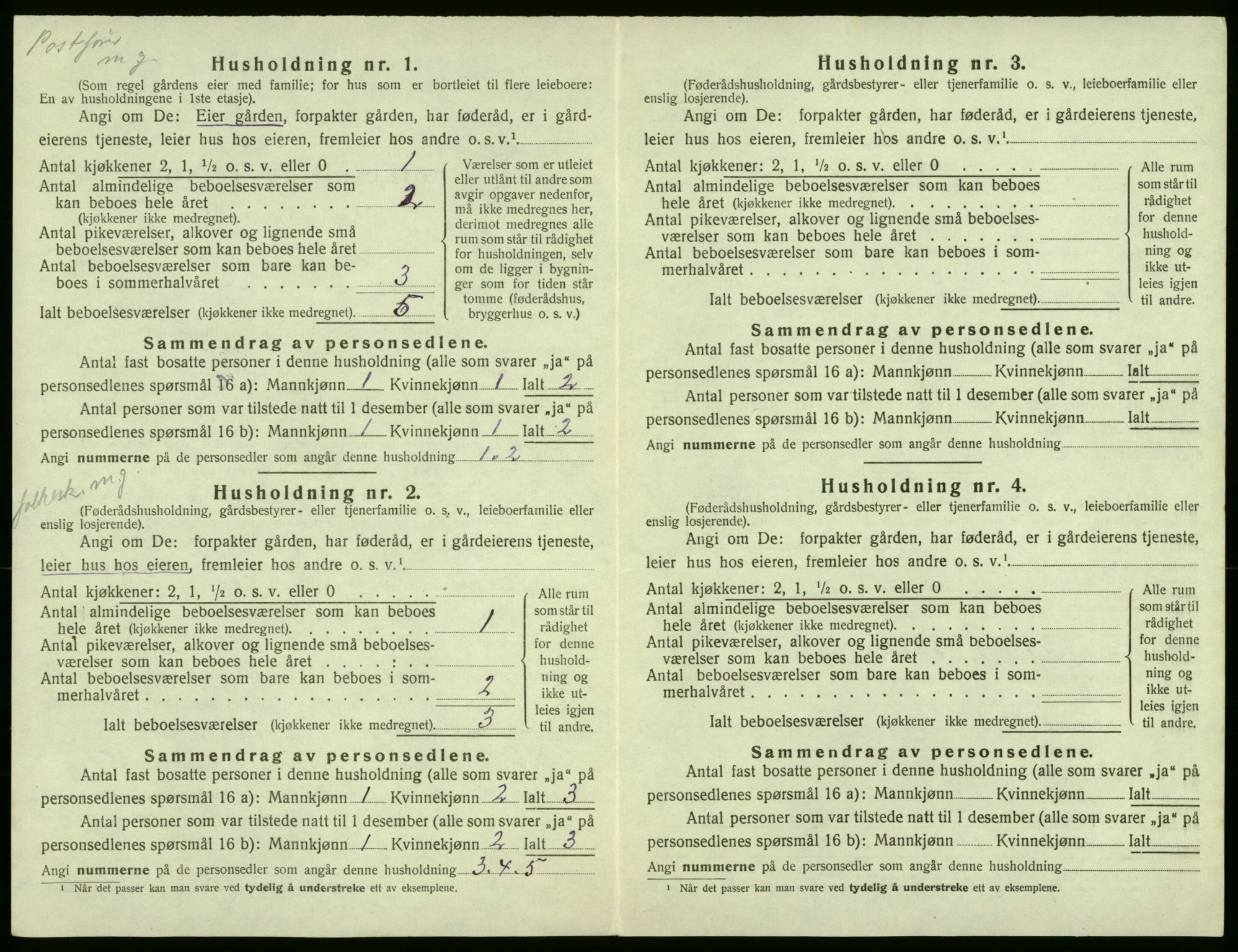 SAB, 1920 census for Røldal, 1920, p. 30